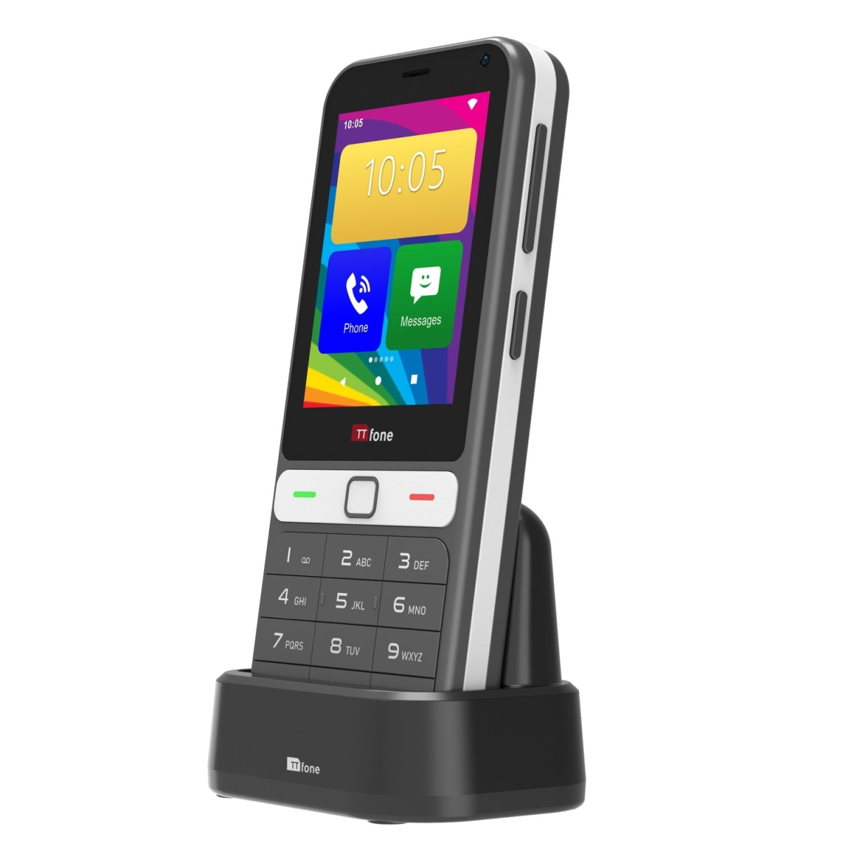 TTfone TT280  Simple 4G Dual SIM Bar Phone with Android, 2.8" Touchscreen, Keypad, 2MP Camera, USB-C - Easy to Use Unlocked Mobile (with Dock Charger and O2 Sim card)