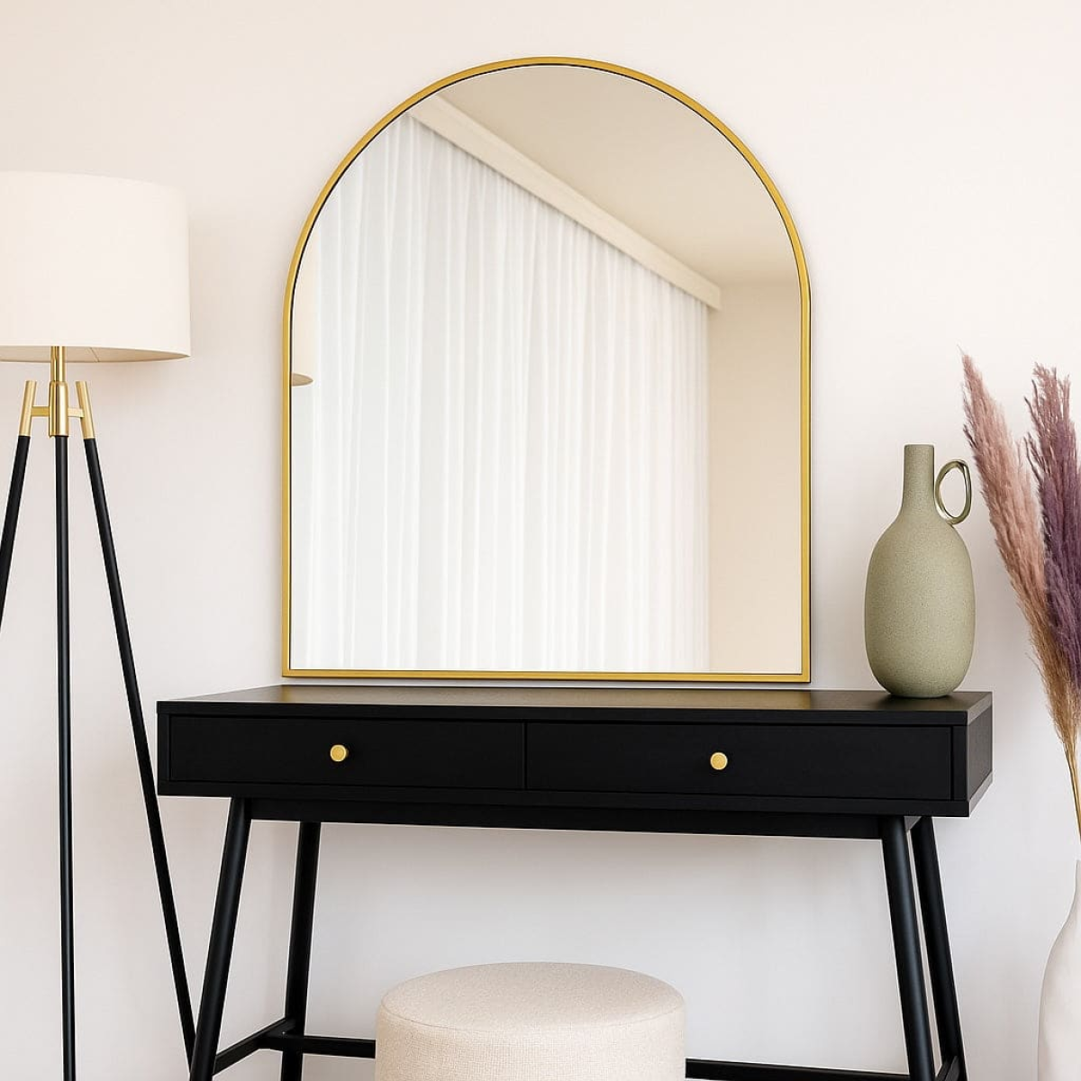 Akiko - Gold Metal Arched Mirror - 120cm x 95cm
