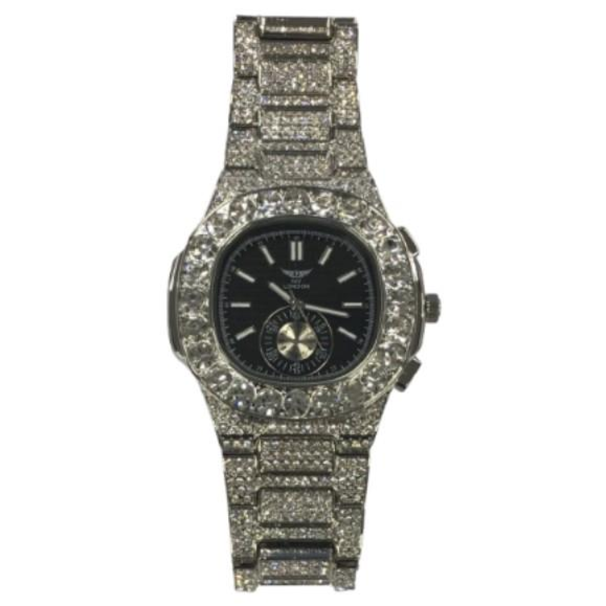NY LONDON GENTS BLING WATCH PI-7644 PNP/BLK