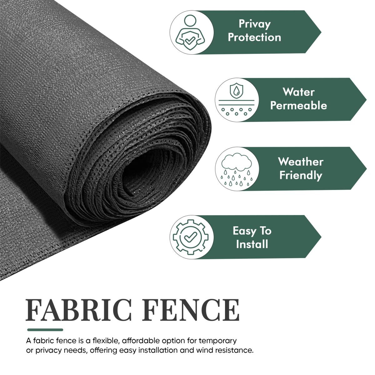 Anthracite Fabric Fence 150gsm - 1m x 10m
