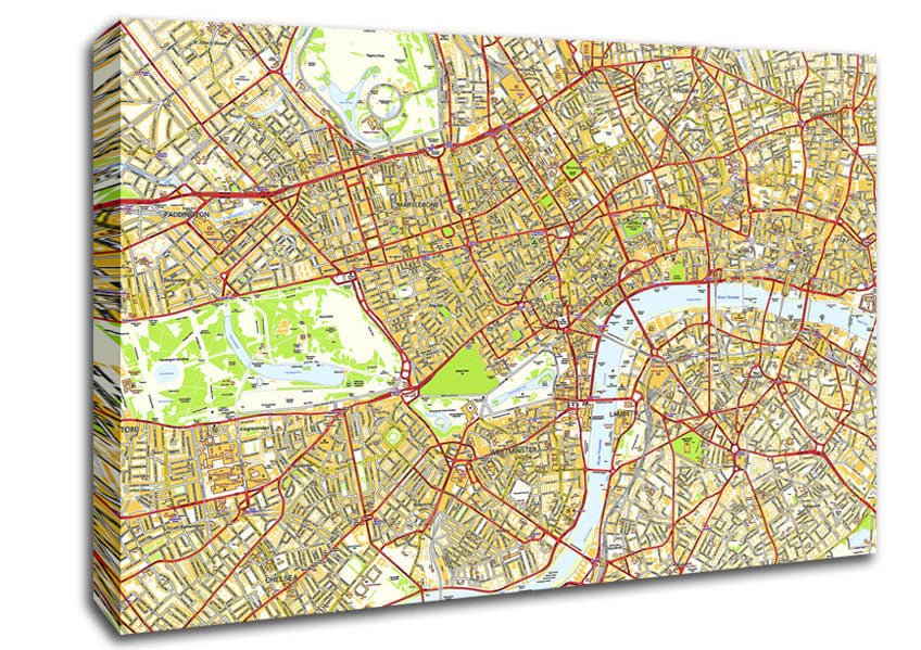 Map Of London Canvas Wall Art - Zestio