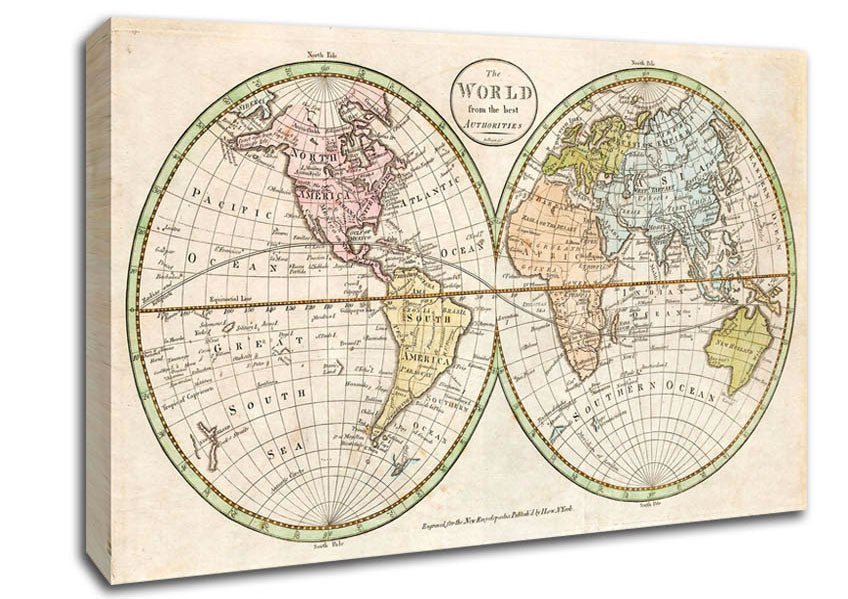 Map Of The World Pre American Map Canvas Wall Art - Zestio