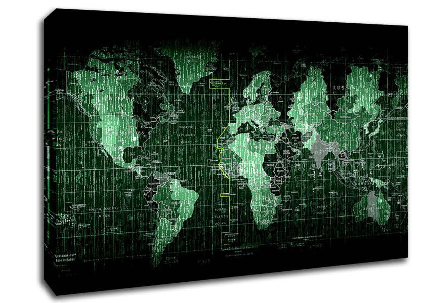 Matrix World Map Canvas Wall Art - Zestio