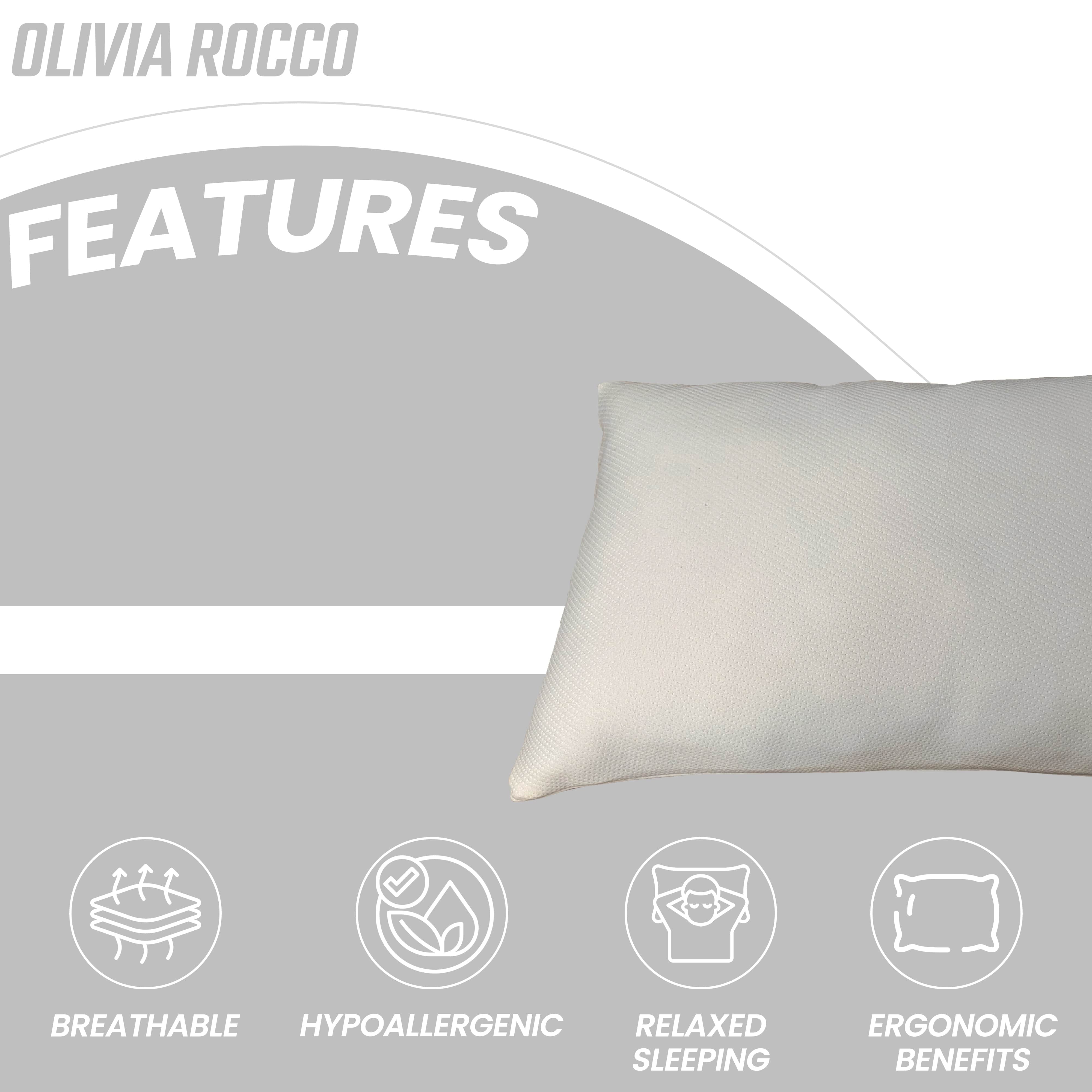 OLIVIA ROCCO Memory Foam Pillow Medium With Luxury Premium Fibre Filling Orthopaedic Support For Neck And Back Pain Relief