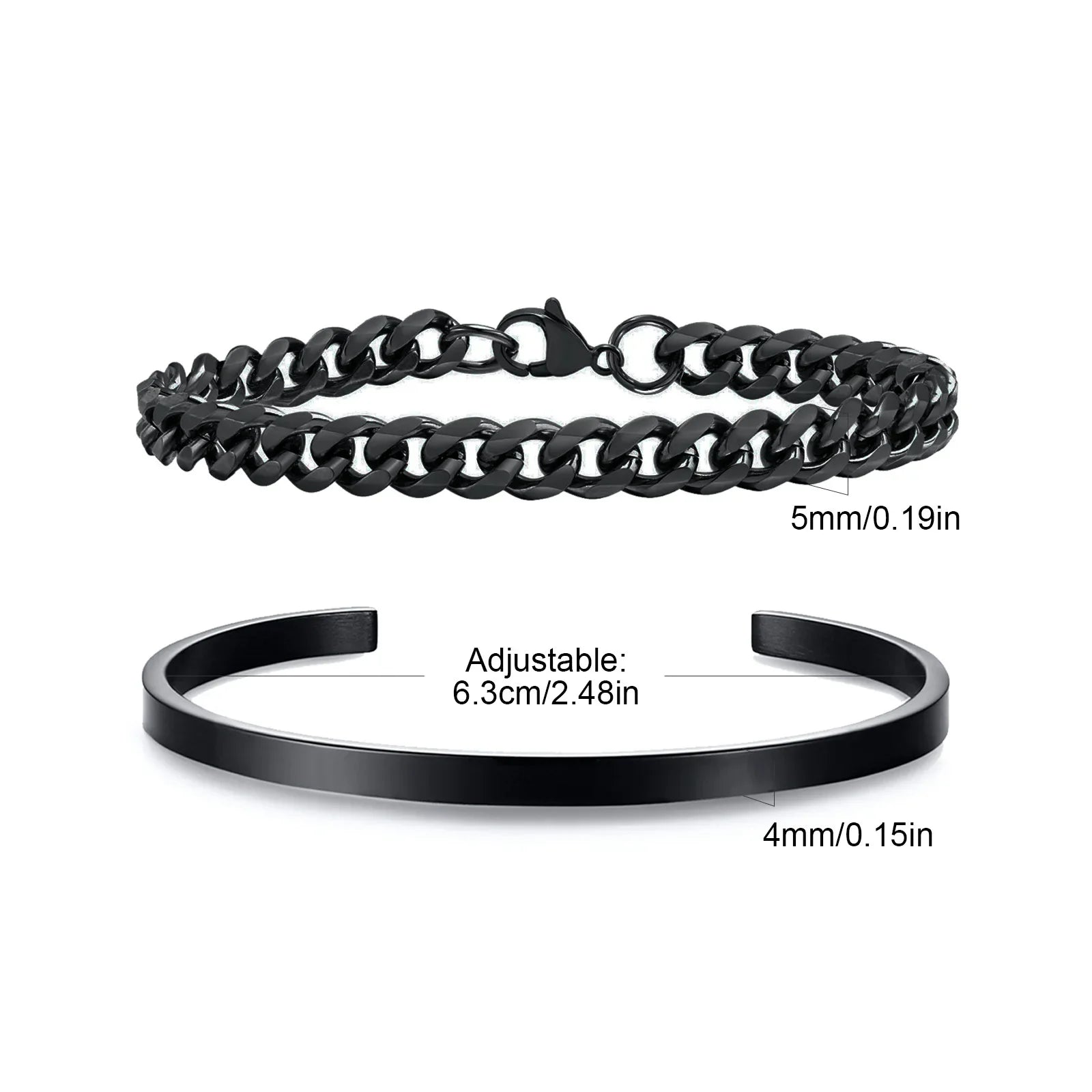 Men’s 5mm Cuban Chain Bracelet – Waterproof Stainless Steel