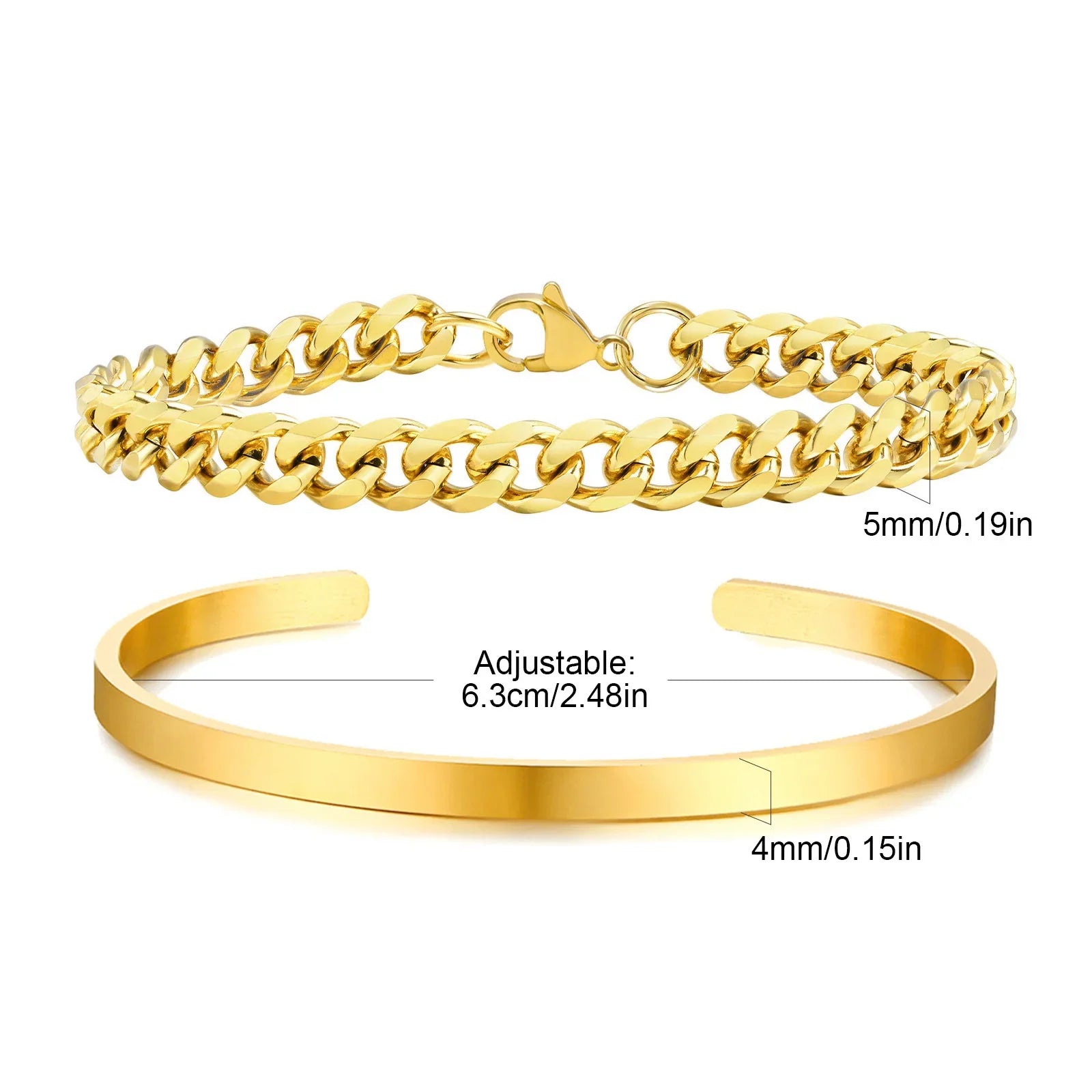 Men’s 5mm Cuban Chain Bracelet – Waterproof Stainless Steel