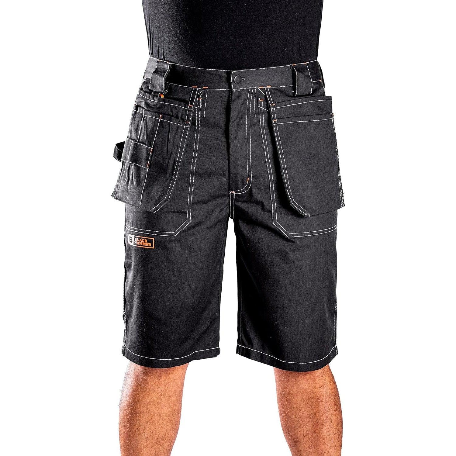 Black Hammer Mens Work Shorts Multi Pockets 30W Cargo Triple Stitched Workwear