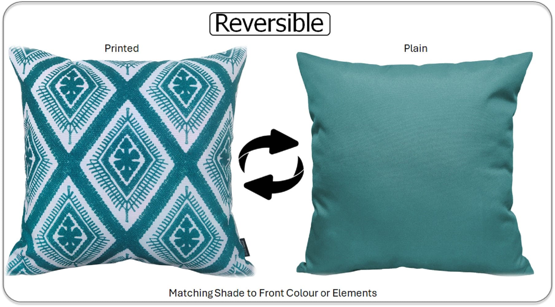 OLIVIA ROCCO Meze Teal Waterproof Cushion Covers 43 x 43 cm Reversible Breathable Indoor Outdoor Decorative Cover for Patio Garden Sofa Bed Chair