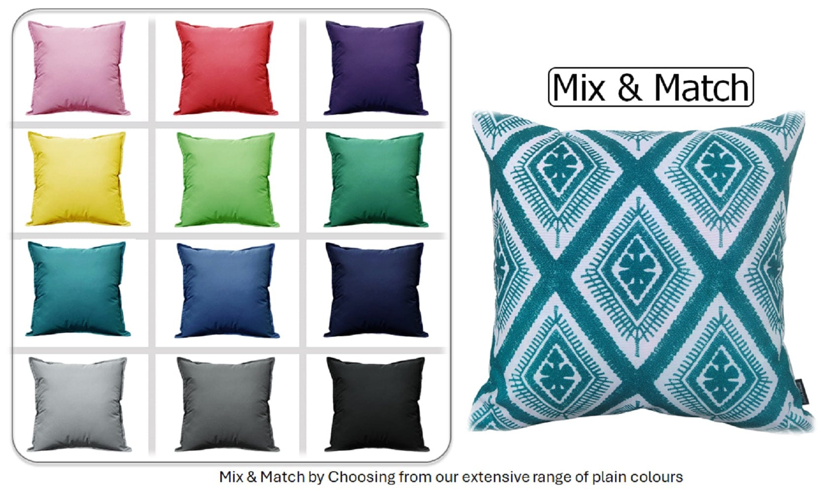 OLIVIA ROCCO Meze Teal Waterproof Cushion Covers 43 x 43 cm Reversible Breathable Indoor Outdoor Decorative Cover for Patio Garden Sofa Bed Chair
