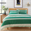 OLIVIA ROCCO Duvet Cover Set Miami Stripes Reversible Hypoallergenic Cotton Blend Grey And Natural Green Multiple Sizes