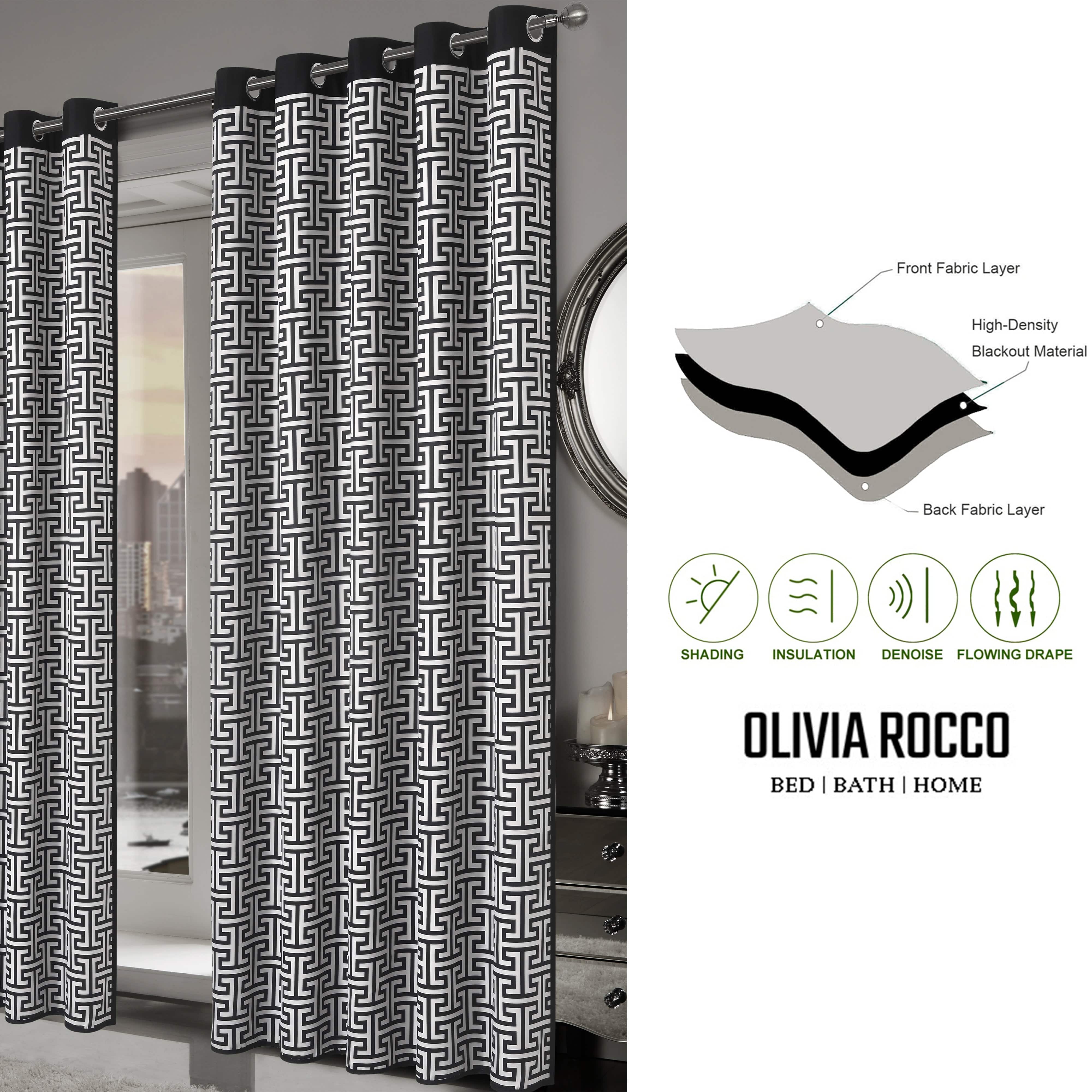 OLIVIA ROCCO Milano Geometric Blackout Curtains Thermal Insulated Eyelet Pair Light Blocking Window Drapes For Living Room Bedroom
