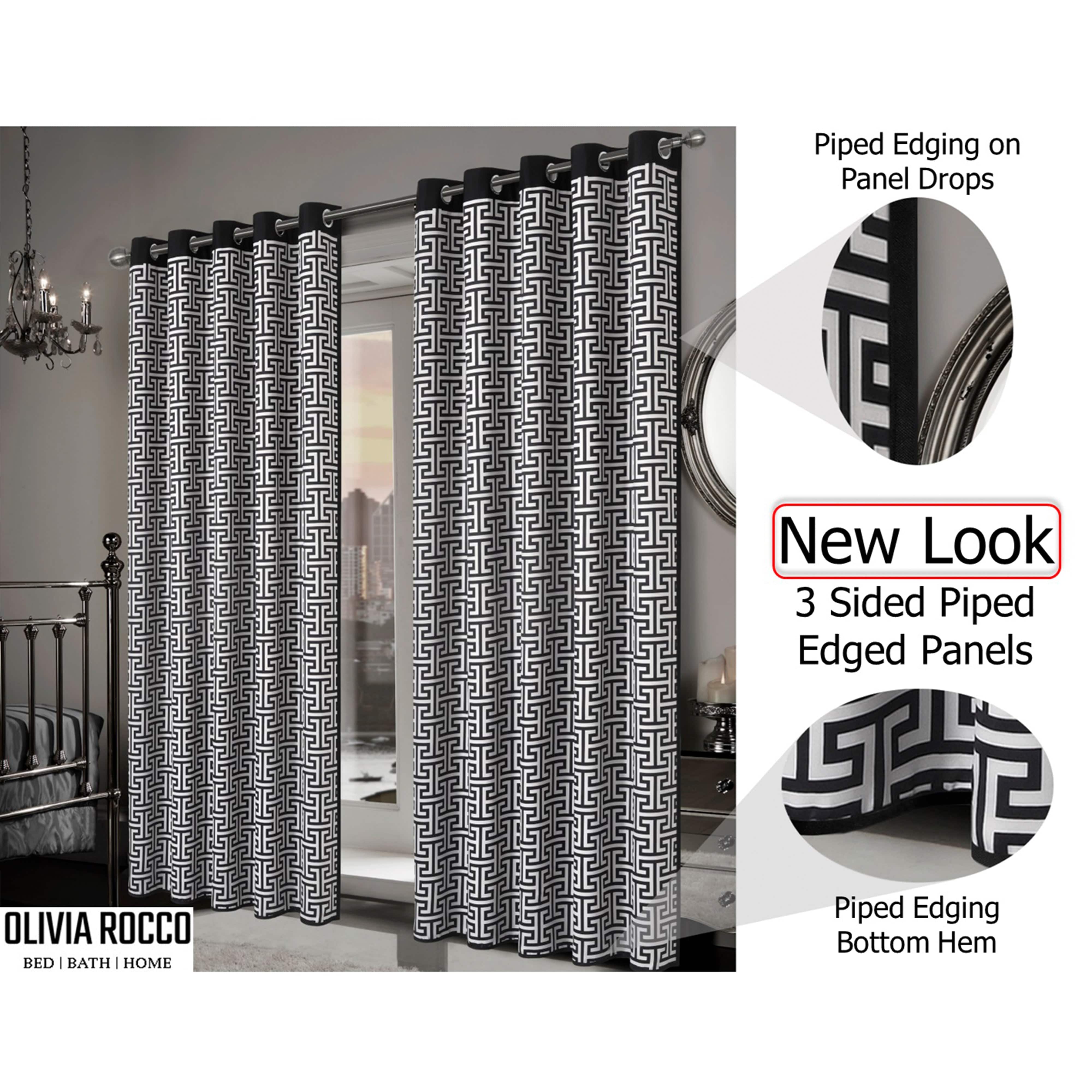 OLIVIA ROCCO Milano Geometric Blackout Curtains Thermal Insulated Eyelet Pair Light Blocking Window Drapes For Living Room Bedroom