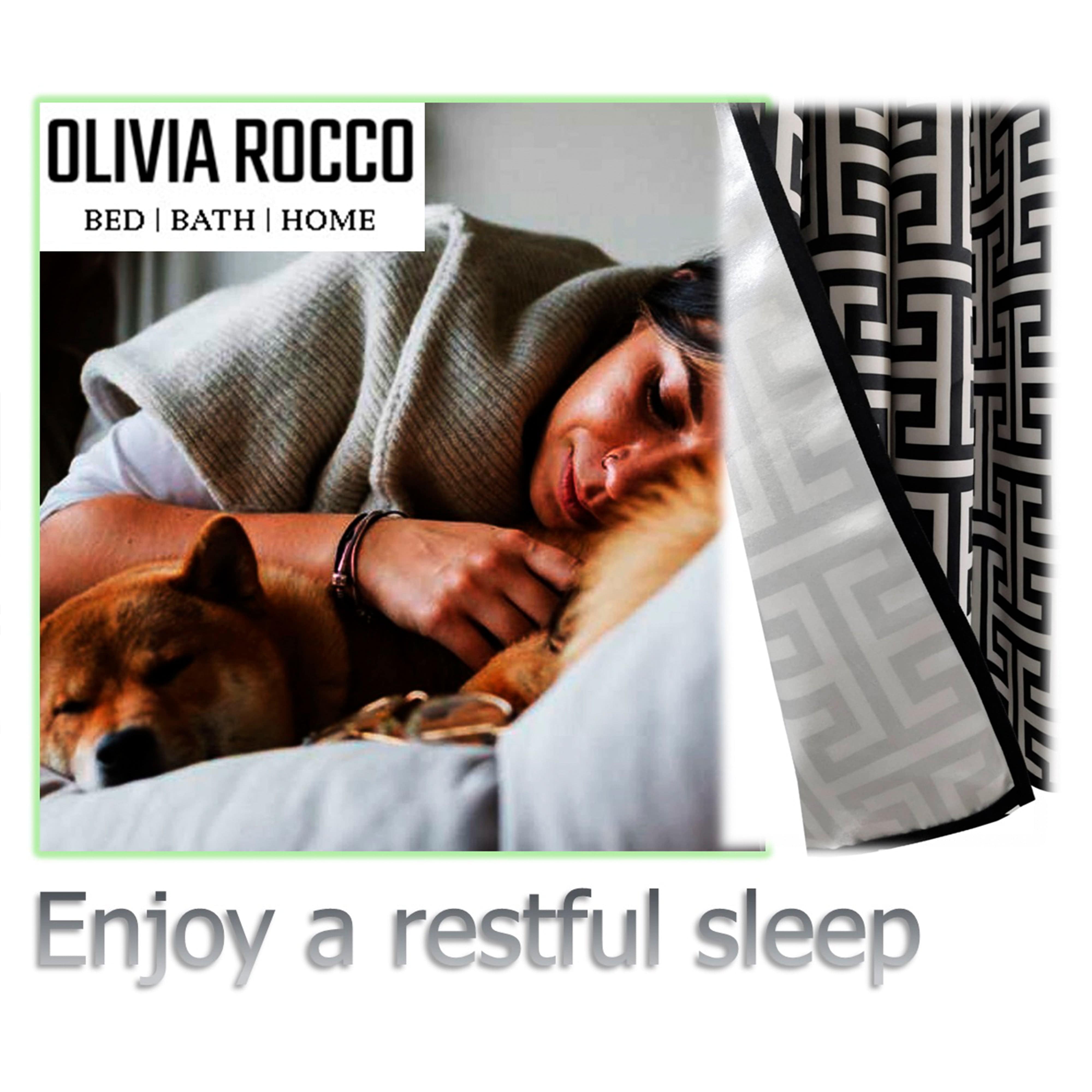 OLIVIA ROCCO Milano Geometric Blackout Curtains Thermal Insulated Eyelet Pair Light Blocking Window Drapes For Living Room Bedroom