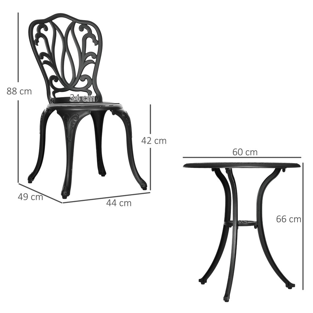 Outsunny 3 Piece Patio Bistro Set Outdoor Table Set with Umbrella Hole