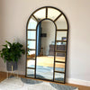 Mio - Full Length Black & Gold Metal Arched Window Mirror - 180cm x 105cm. - Zestio
