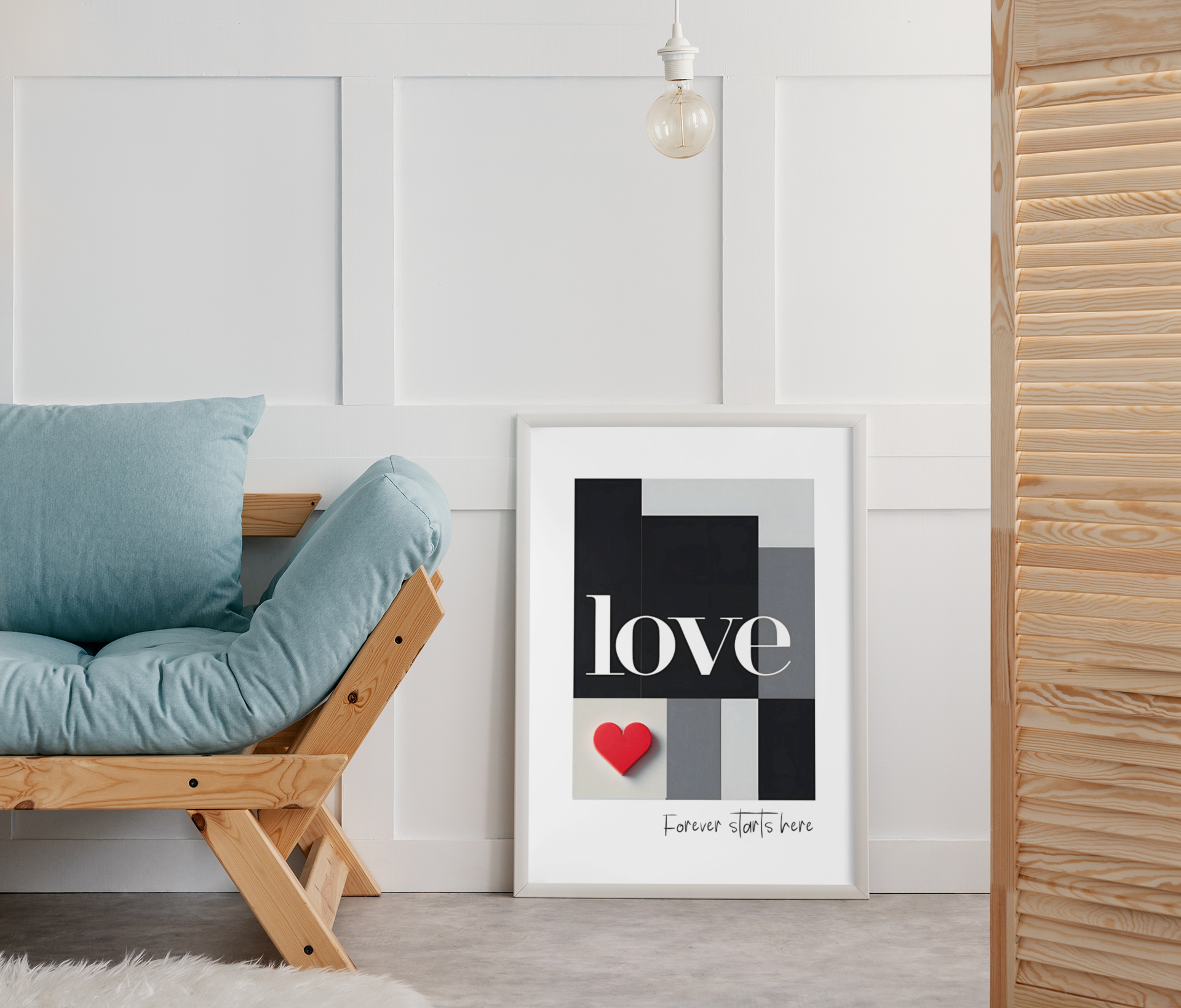 Forever Starts Here Love Poster – Minimalist Romantic Wall Art, Wedding Gift Print, Modern Couple Decor, Anniversary Typography Art