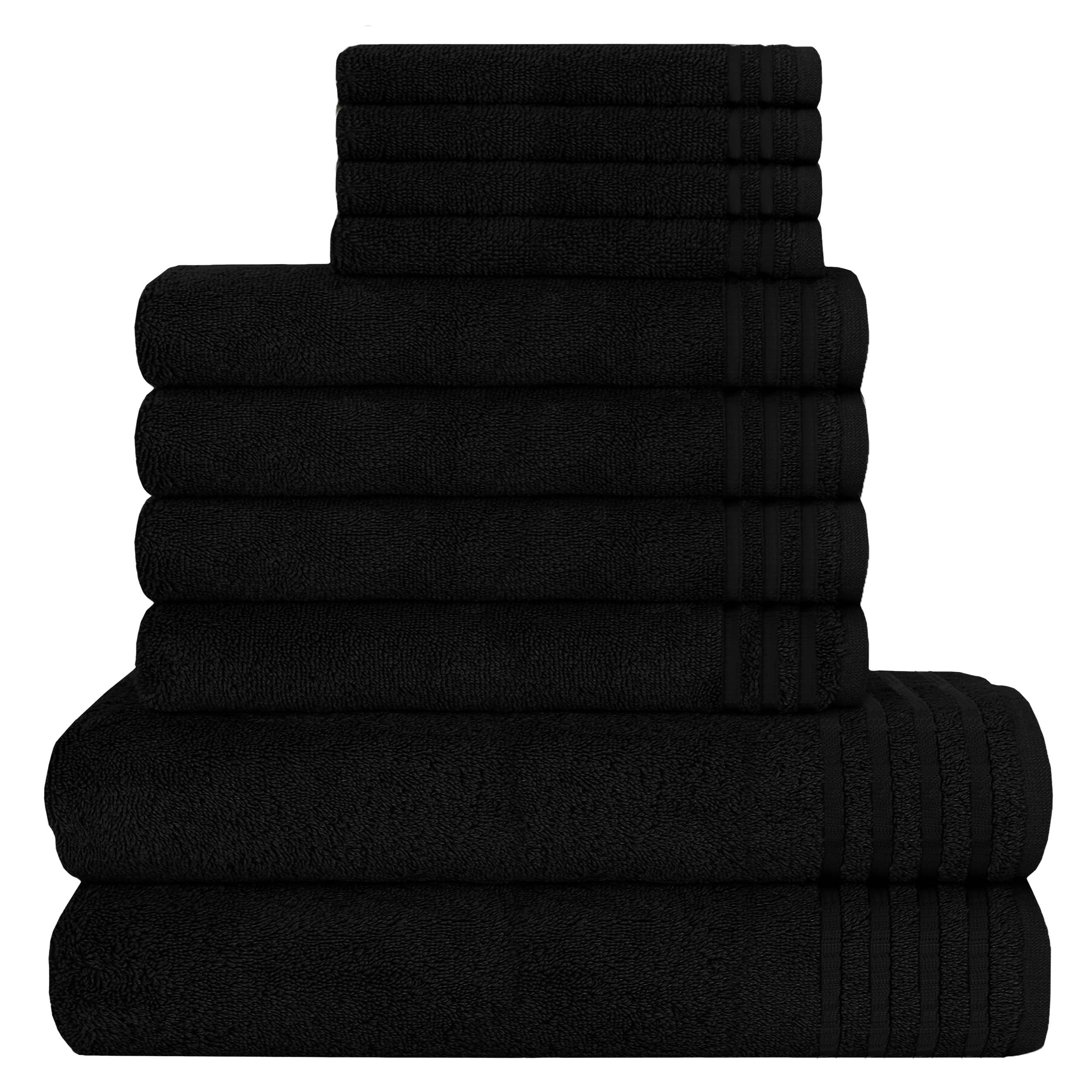 OLIVIA ROCCO Monaco 10 Piece Luxury Egyptian Cotton Towel Set 500 GSM With 4 Face Towels 4 Hand Towels 2 Bath Towels For Bathroom