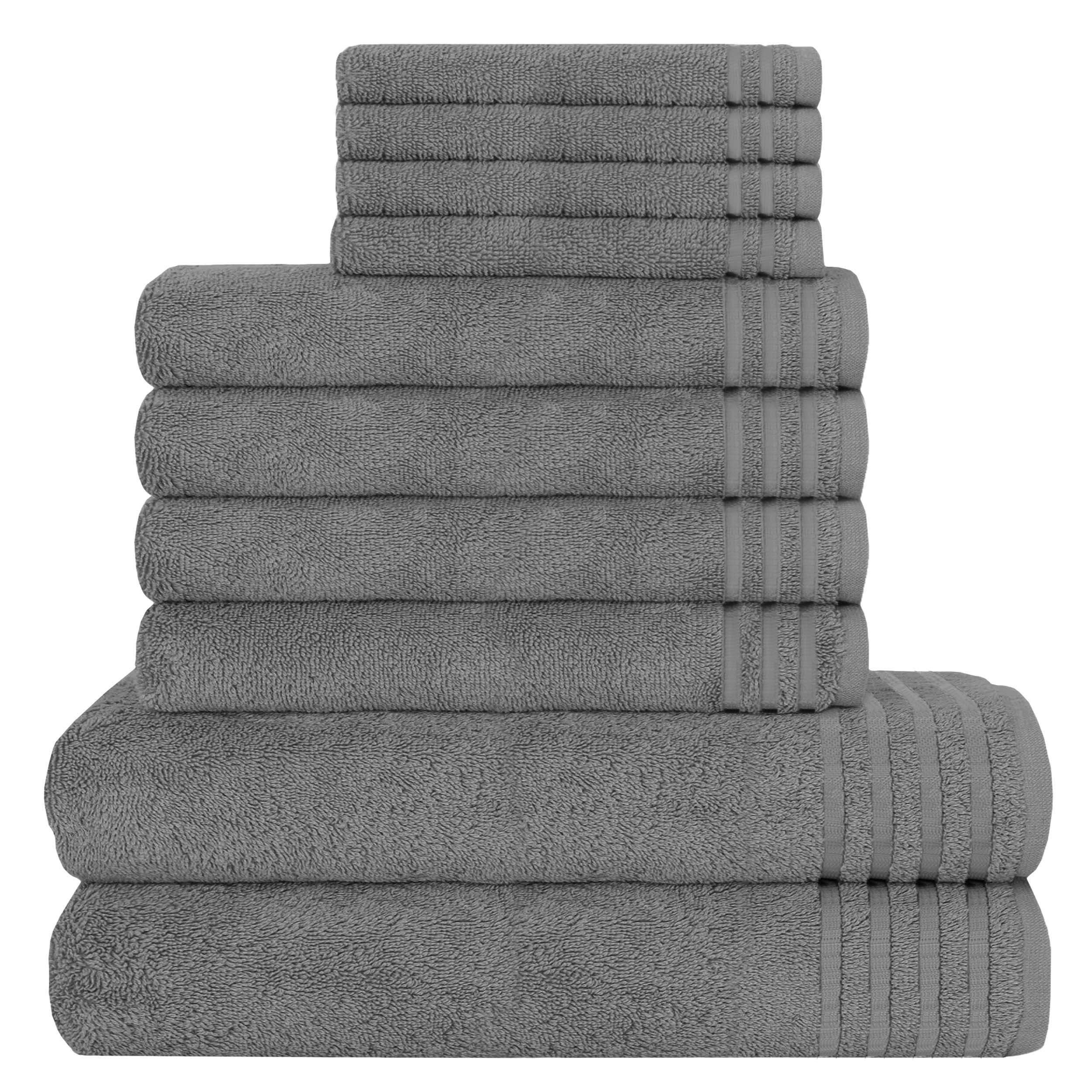 OLIVIA ROCCO Monaco 10 Piece Luxury Egyptian Cotton Towel Set 500 GSM With 4 Face Towels 4 Hand Towels 2 Bath Towels For Bathroom