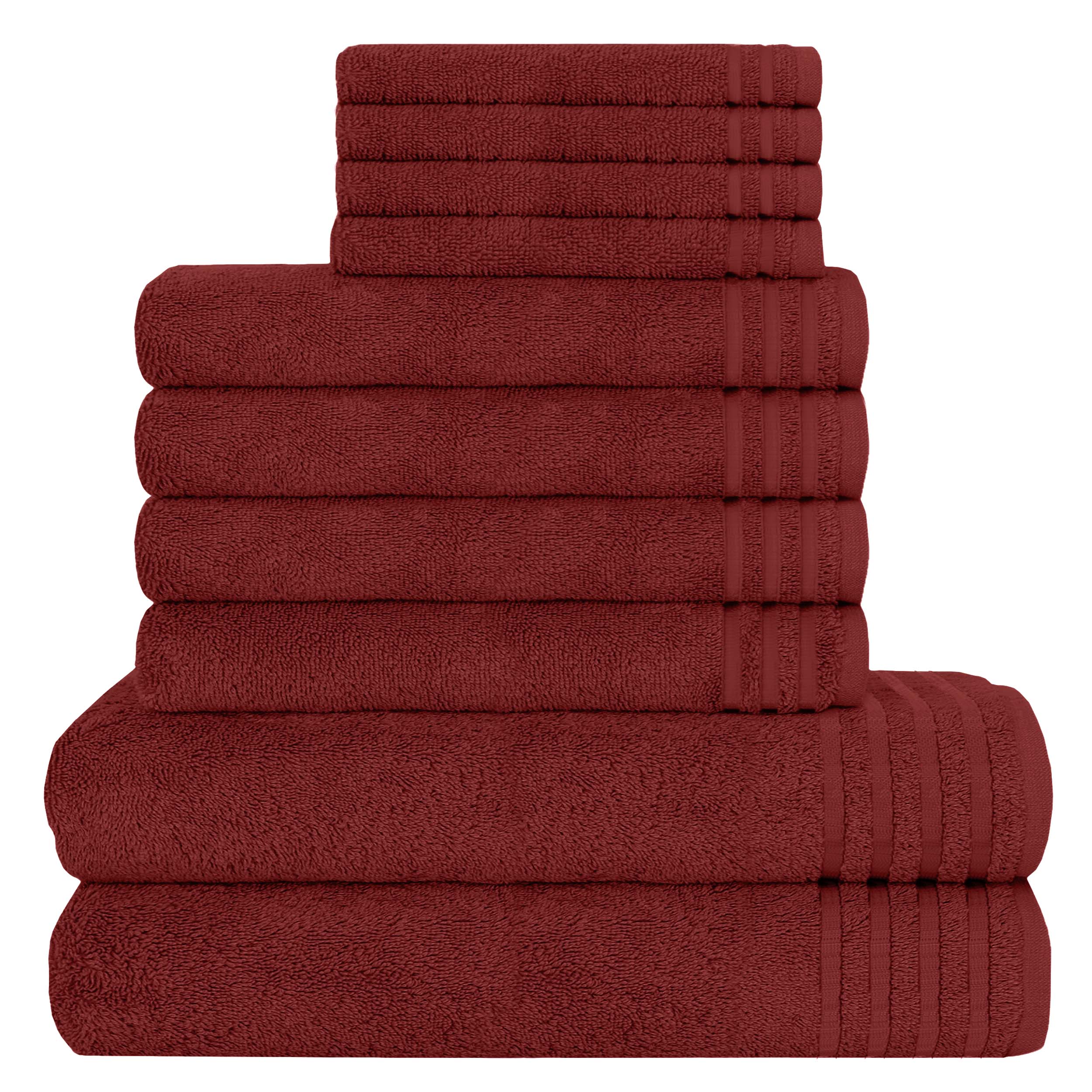 OLIVIA ROCCO Monaco 10 Piece Luxury Egyptian Cotton Towel Set 500 GSM With 4 Face Towels 4 Hand Towels 2 Bath Towels For Bathroom