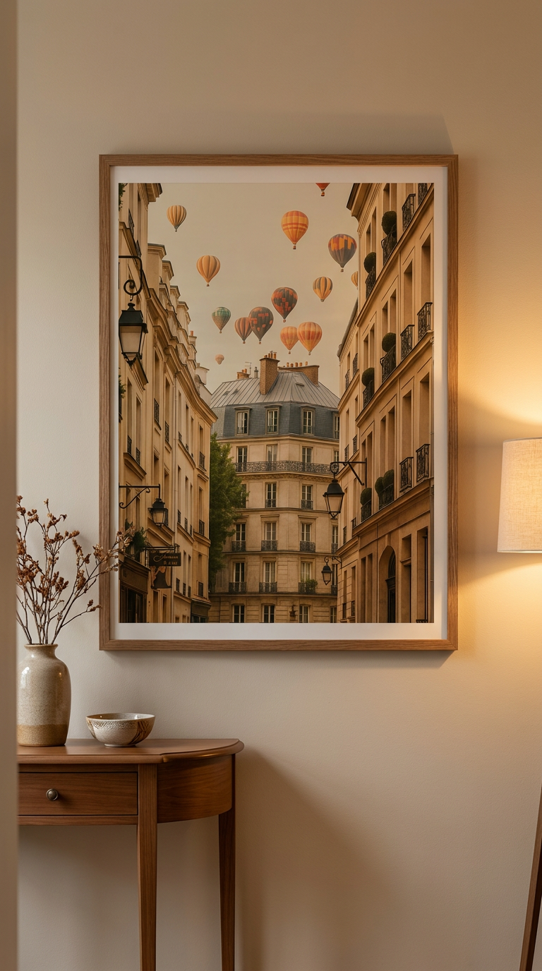 Hot Air Balloons Over Montmartre, Paris – Stunning Art Poster