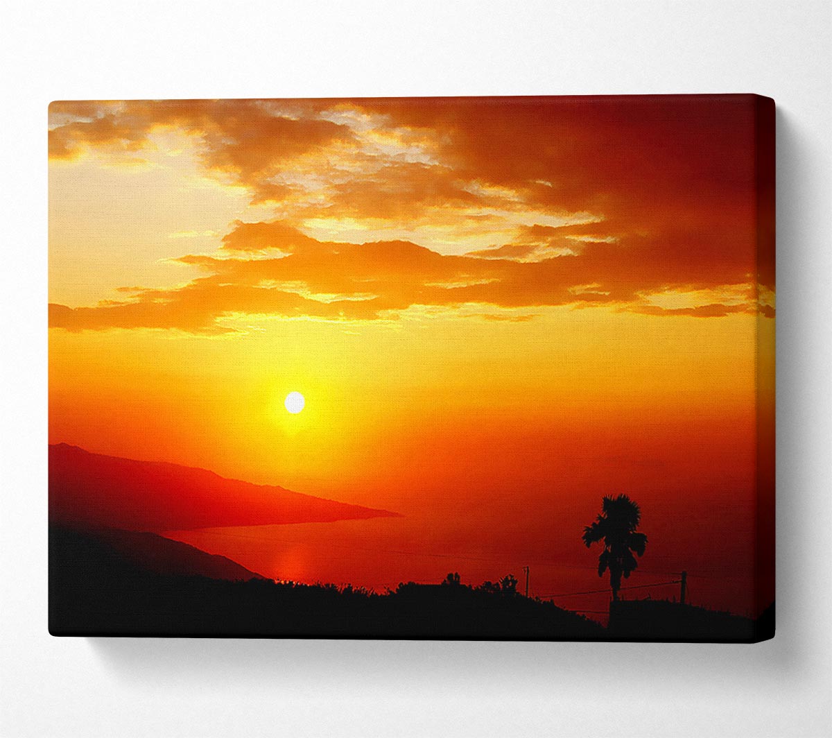 Morning Orange Sun Over The Ocean Canvas Wall Art - Zestio
