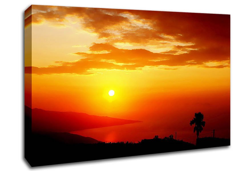 Morning Orange Sun Over The Ocean Canvas Wall Art - Zestio
