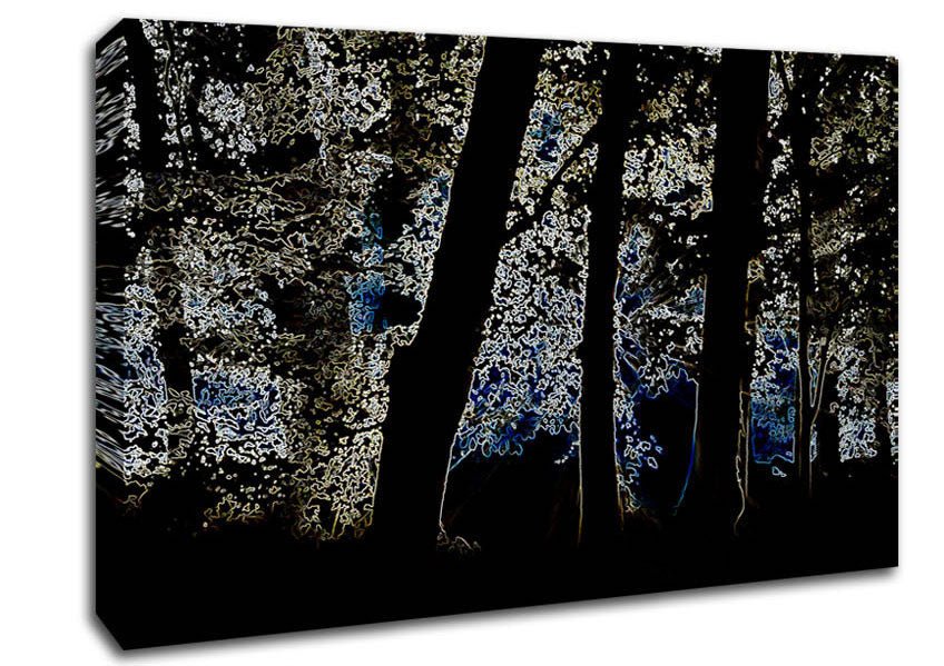 Neon Forrest At Night Canvas Wall Art - Zestio