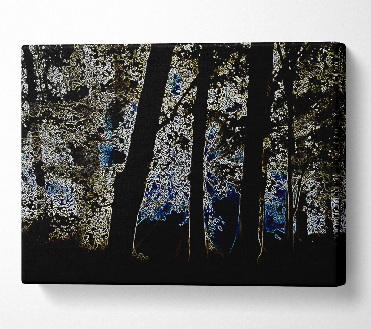 Neon Forrest At Night Canvas Wall Art - Zestio