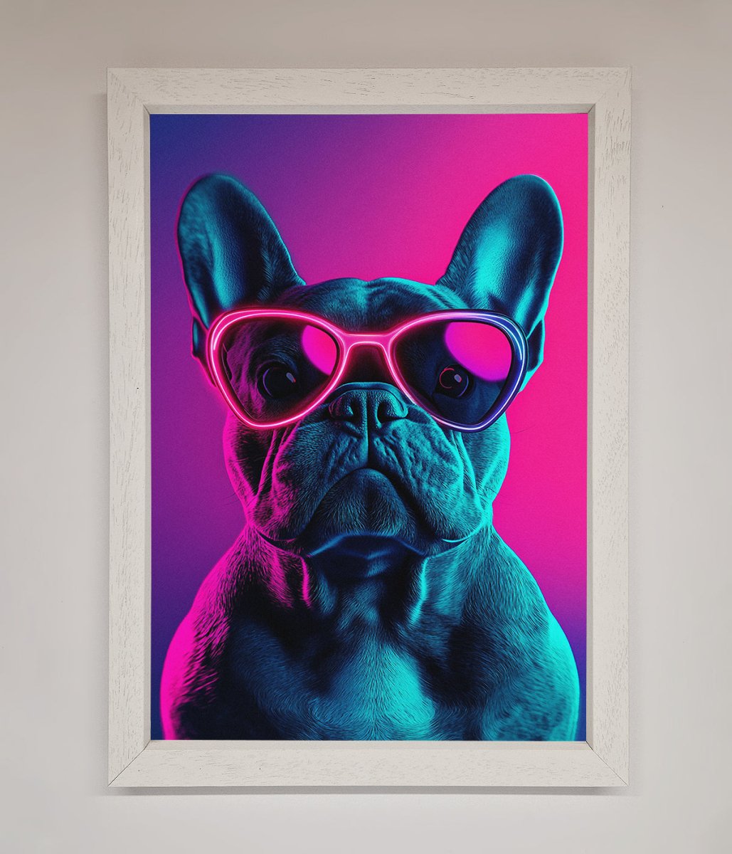 Neon French Bulldog Framed Wall Art - Zestio