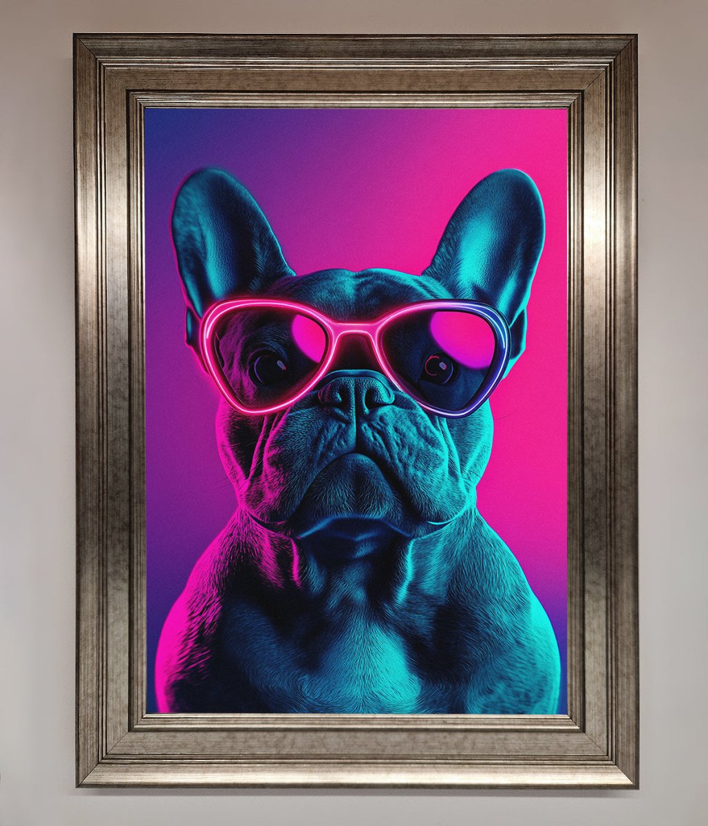 Neon French Bulldog Framed Wall Art - Zestio