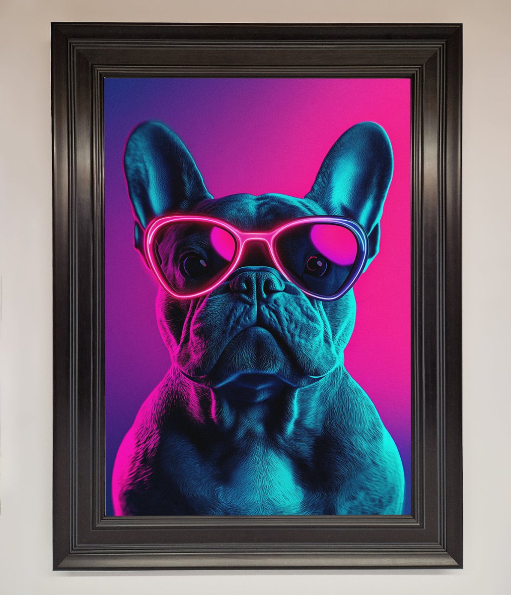 Neon French Bulldog Framed Wall Art - Zestio