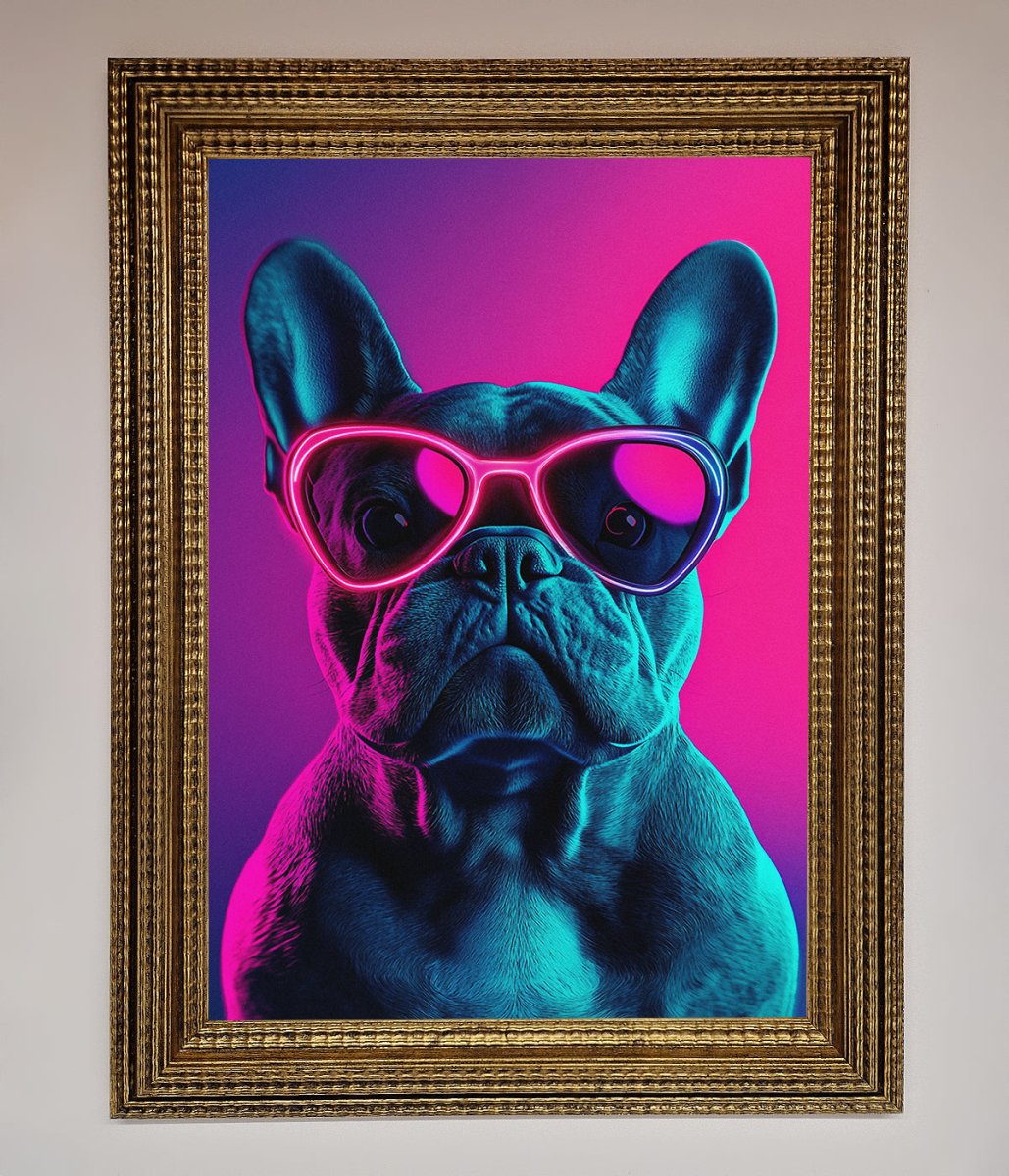 Neon French Bulldog Framed Wall Art - Zestio