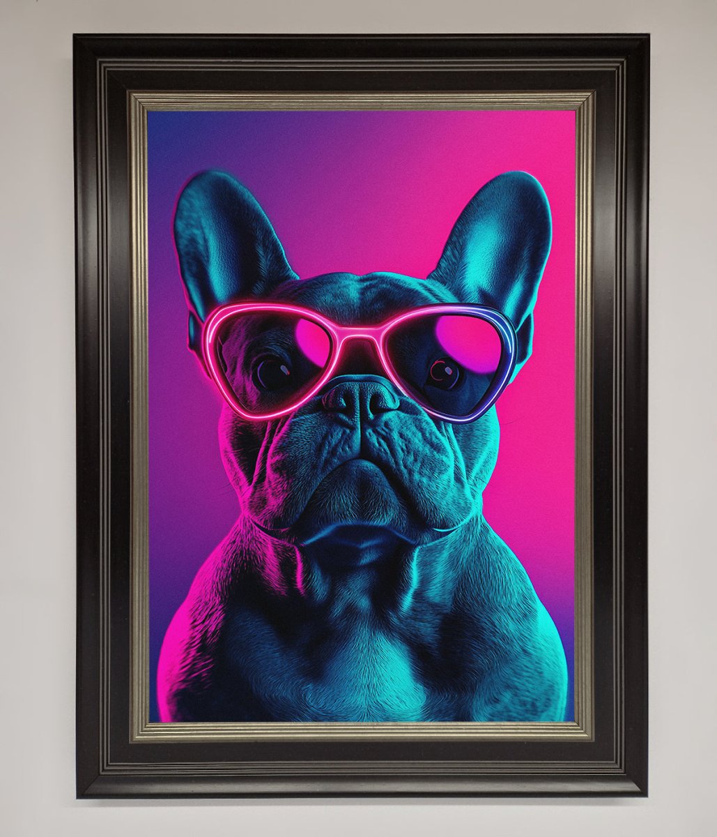 Neon French Bulldog Framed Wall Art - Zestio