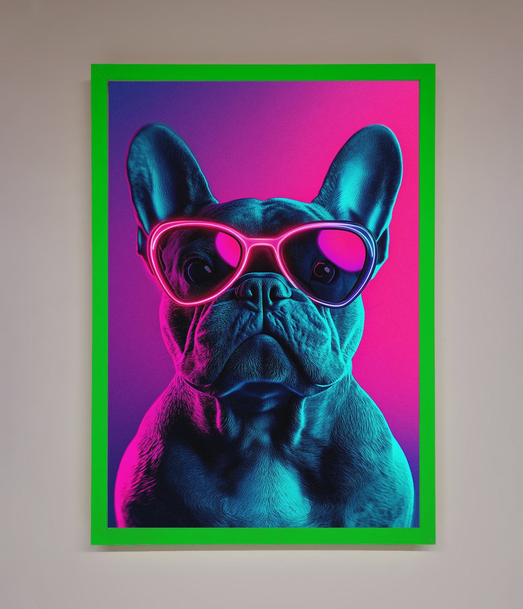 Neon French Bulldog Framed Wall Art - Zestio