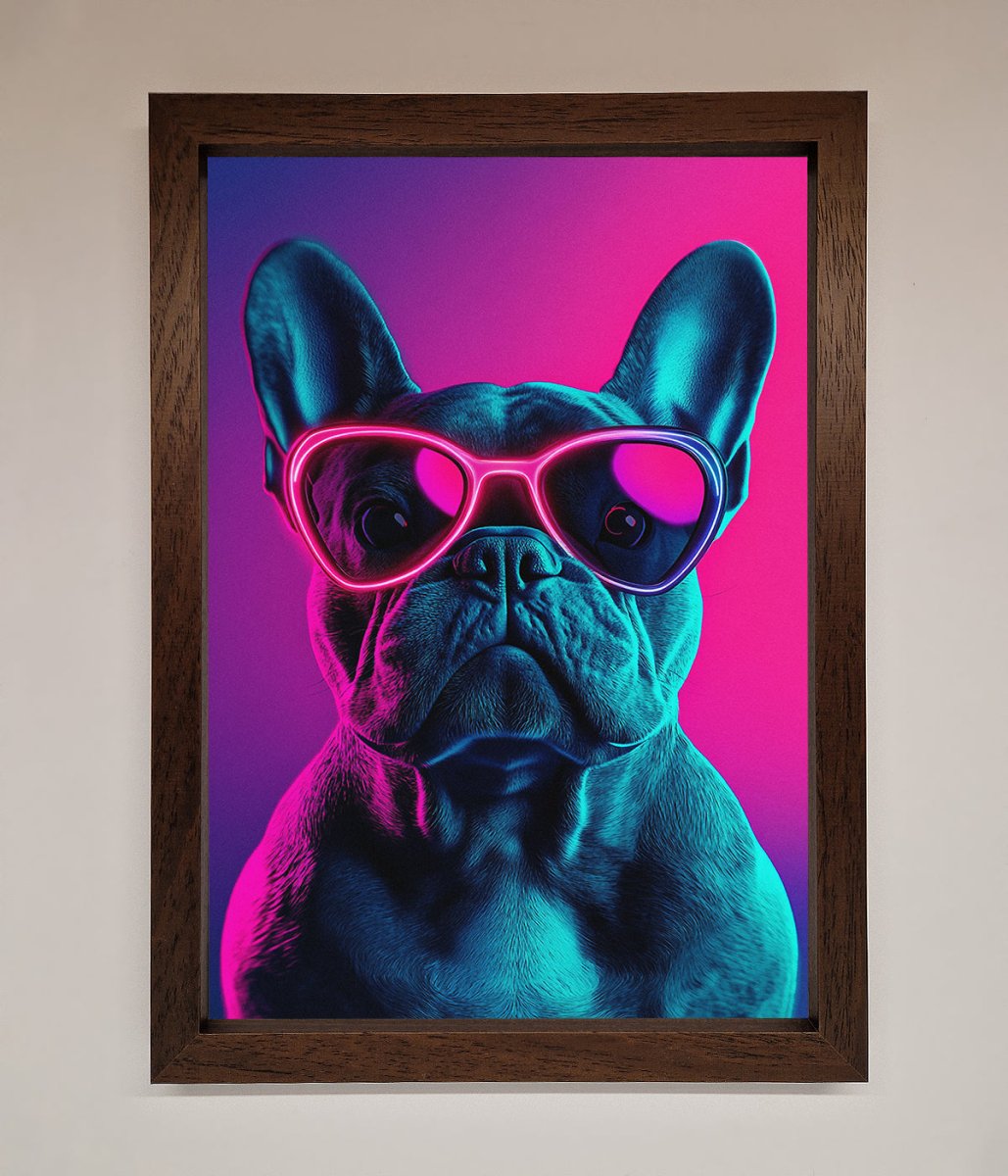 Neon French Bulldog Framed Wall Art - Zestio