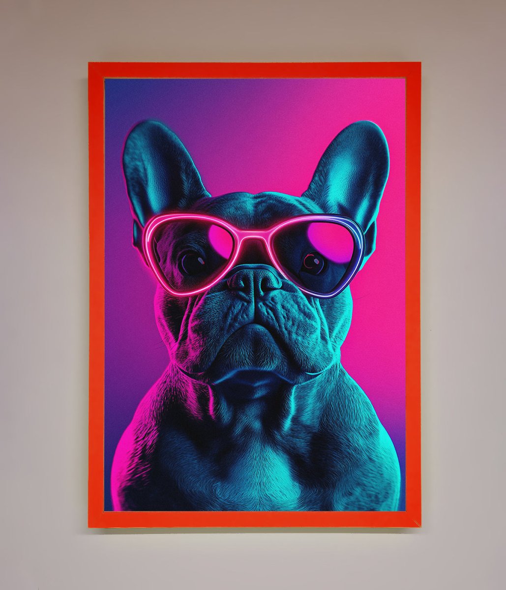 Neon French Bulldog Framed Wall Art - Zestio