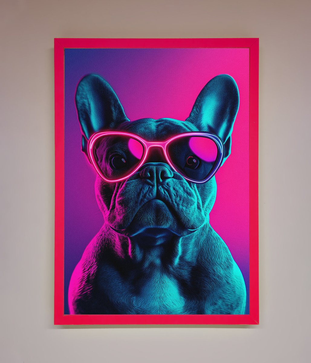 Neon French Bulldog Framed Wall Art - Zestio