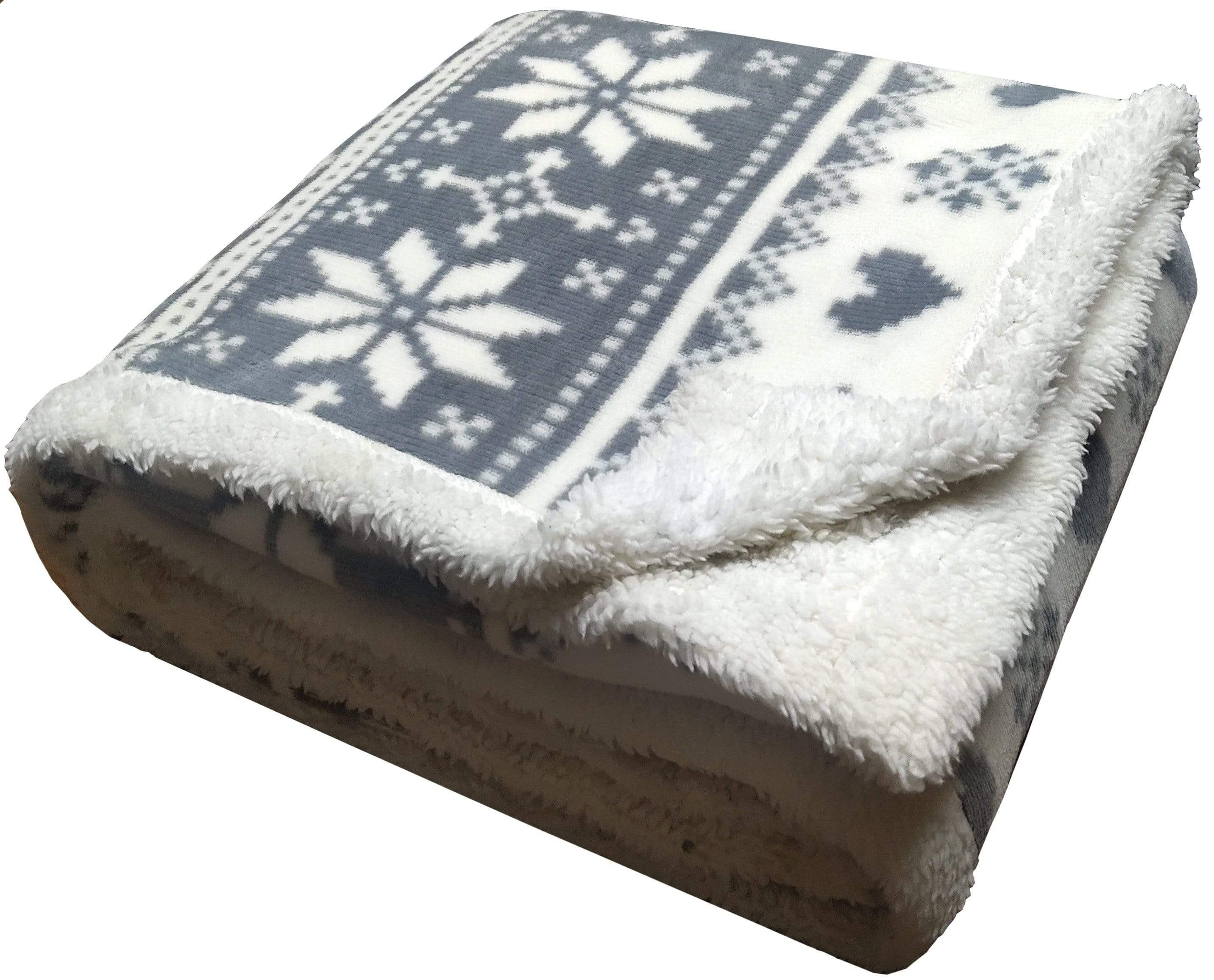 OLIVIA ROCCO Nordic Fair Isle Reversible Teddy Fleece Duvet Set With Pillowcases Plush Faux Fur Bedding Warm Winter Decor