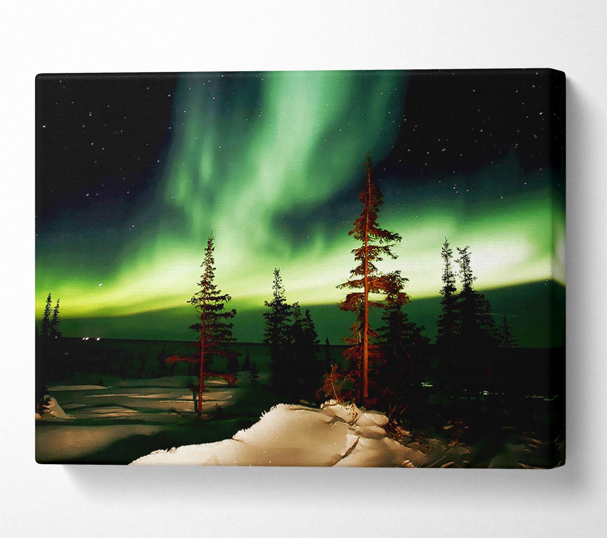 Northern Lights Green Canvas Wall Art - Zestio