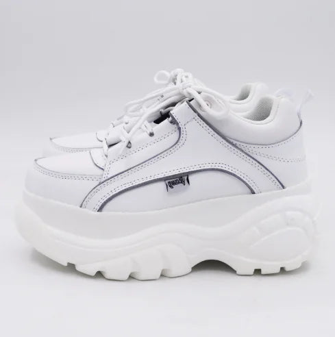 Heart - White Platform Sneaker Shoes with Thick Soles
