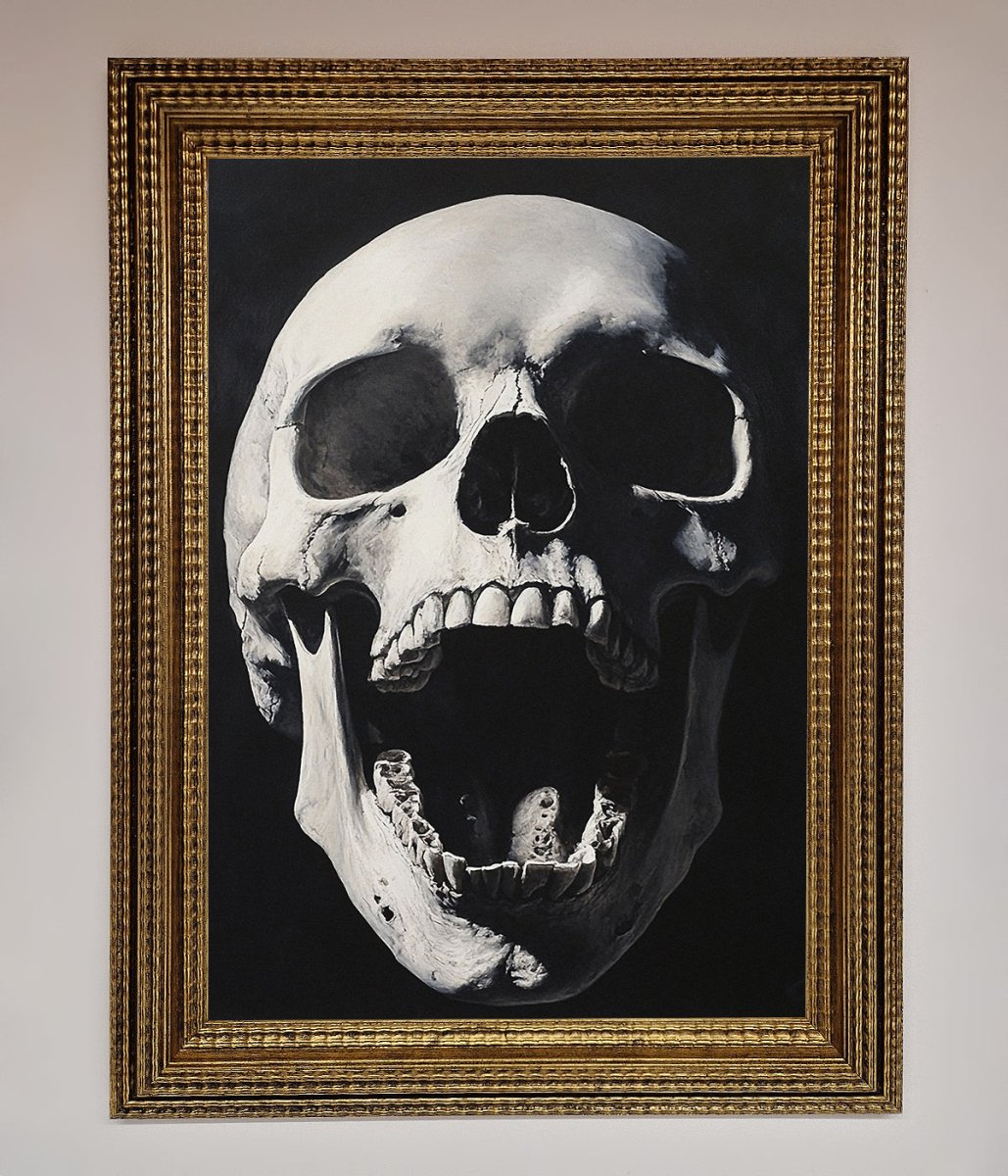 Open Mouth Skull Framed Poster - Zestio