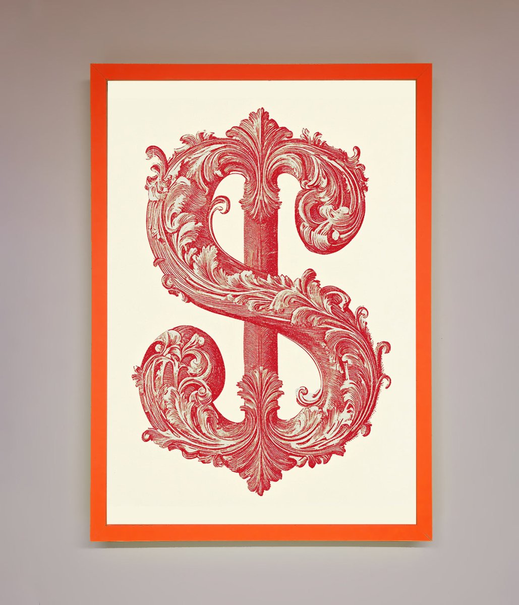 Ornate Dollar Cash Art Framed Print - Zestio