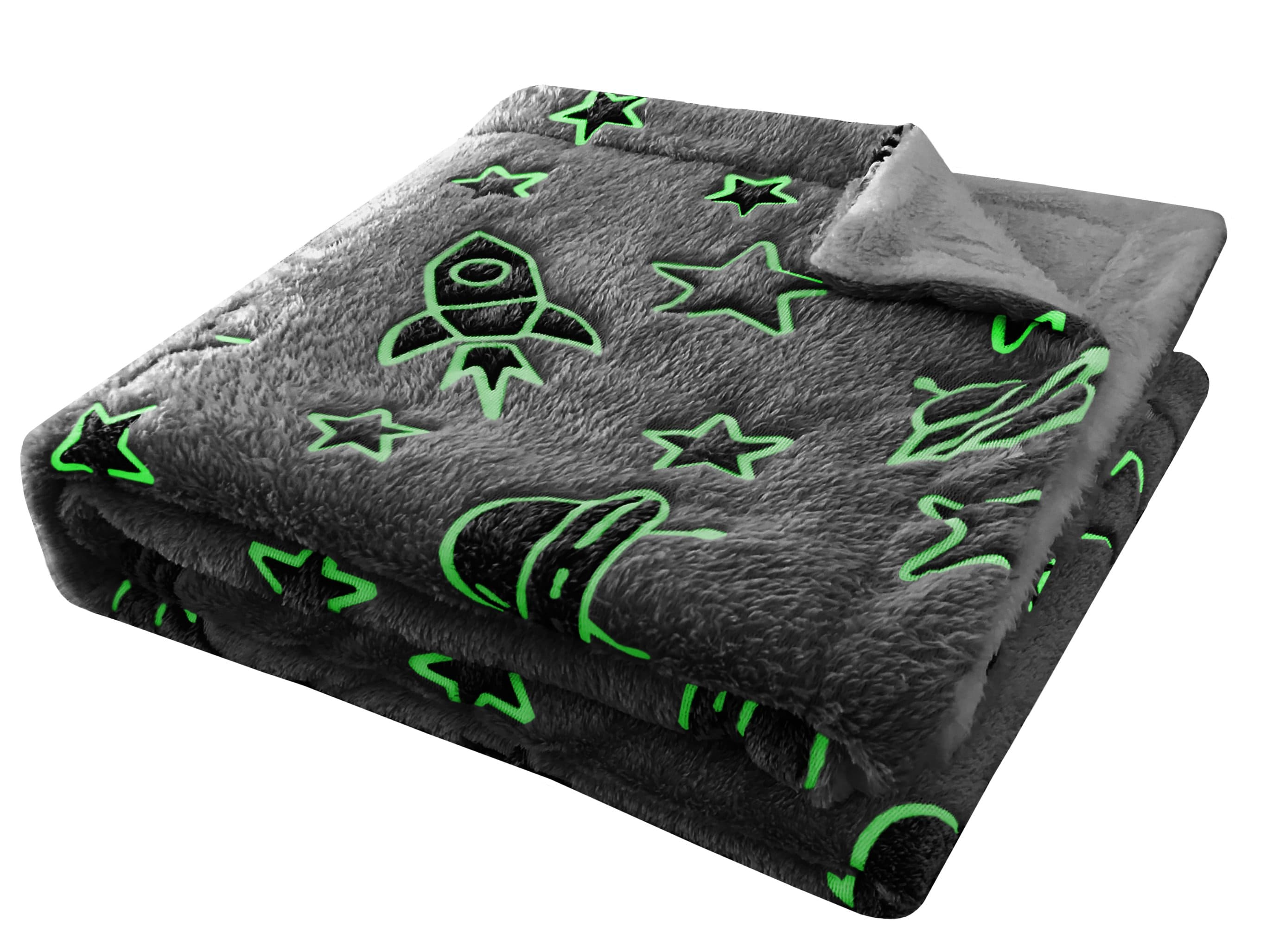 OLIVIA ROCCO Outer Space Glow In The Dark Teddy Fleece Duvet Set For Children With Rocket And Astronaut Design OEKO TEX Certified Winter Bedding