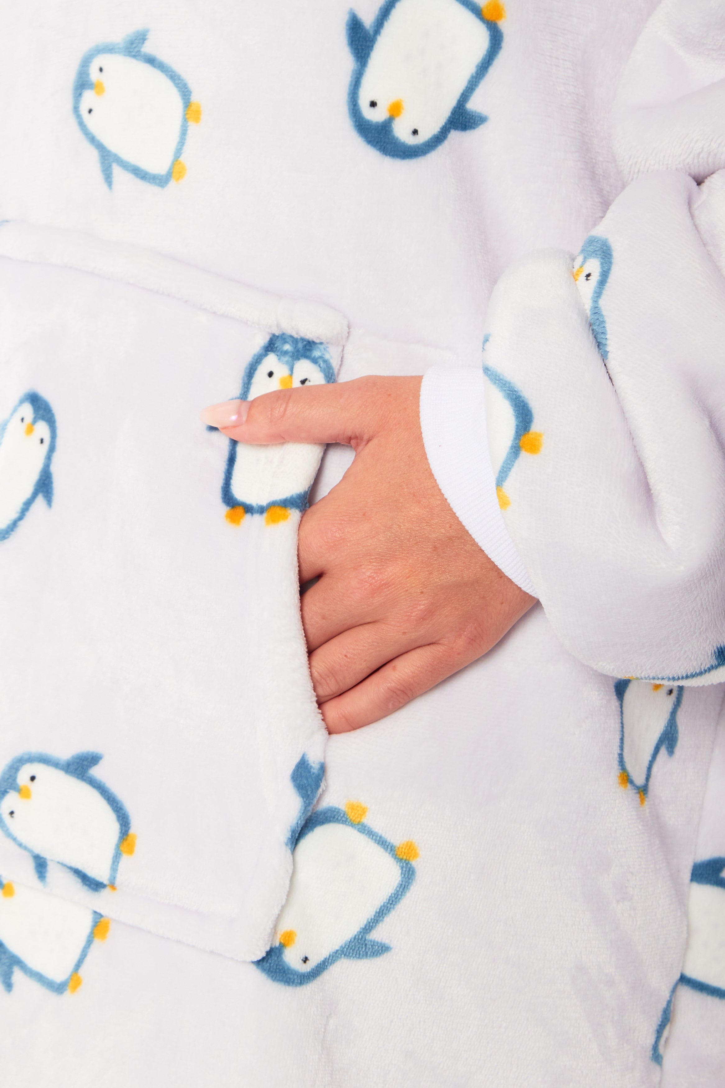 OLIVIA ROCCO Oversized Penguin Hooded Blanket Plush Fleece Reversible Sherpa Giant Hoodie Sweatshirt Ultra Soft Flannel Loungewear for Adults and Kids