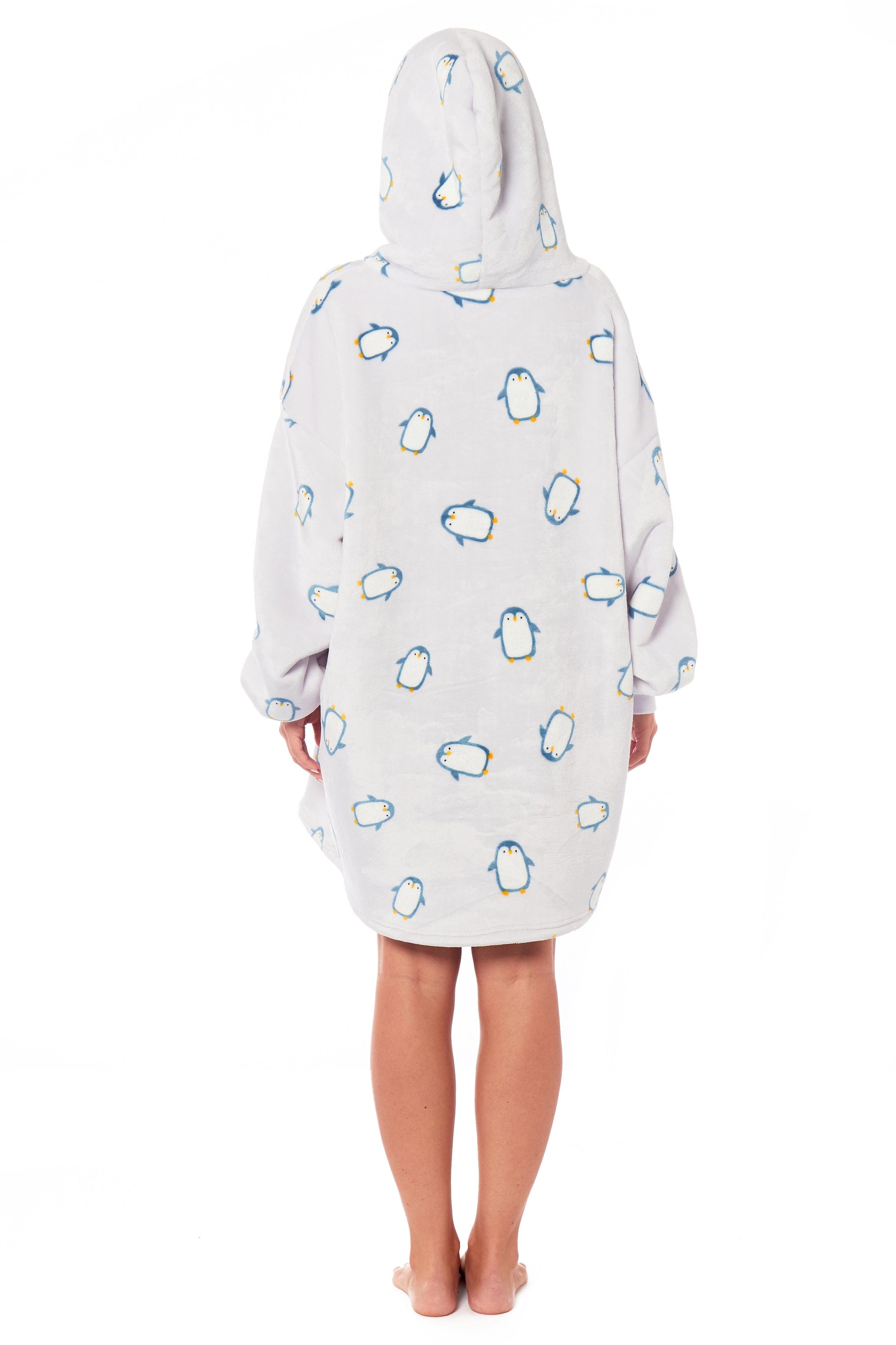 OLIVIA ROCCO Oversized Penguin Hooded Blanket Plush Fleece Reversible Sherpa Giant Hoodie Sweatshirt Ultra Soft Flannel Loungewear for Adults and Kids