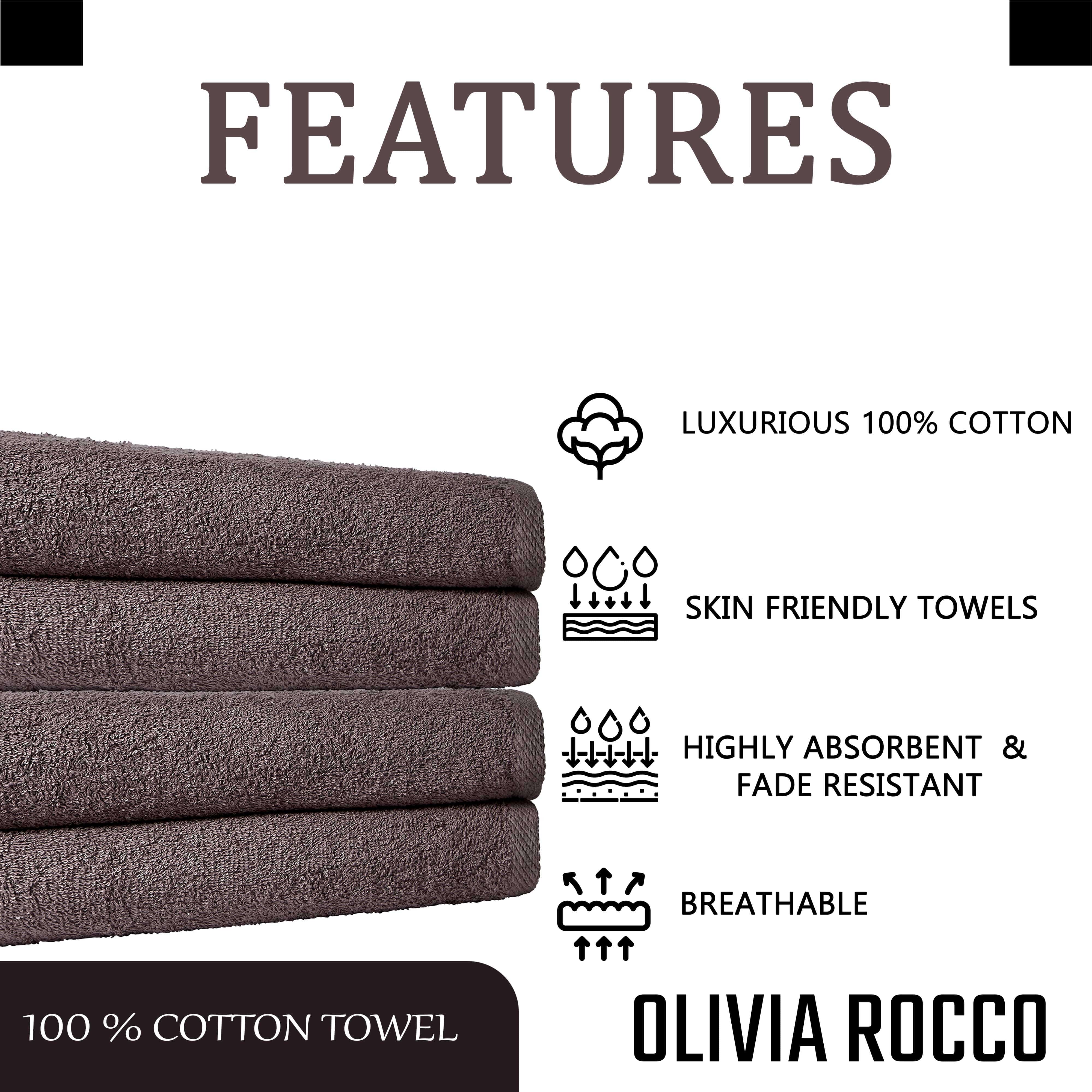 OLIVIA ROCCO Pack Of 4 Large Quick-Drying Indus Valley Cotton Bath Sheets 80x140cm Lightweight Easycare For Home Travel Gym Holidays Multiple Colours