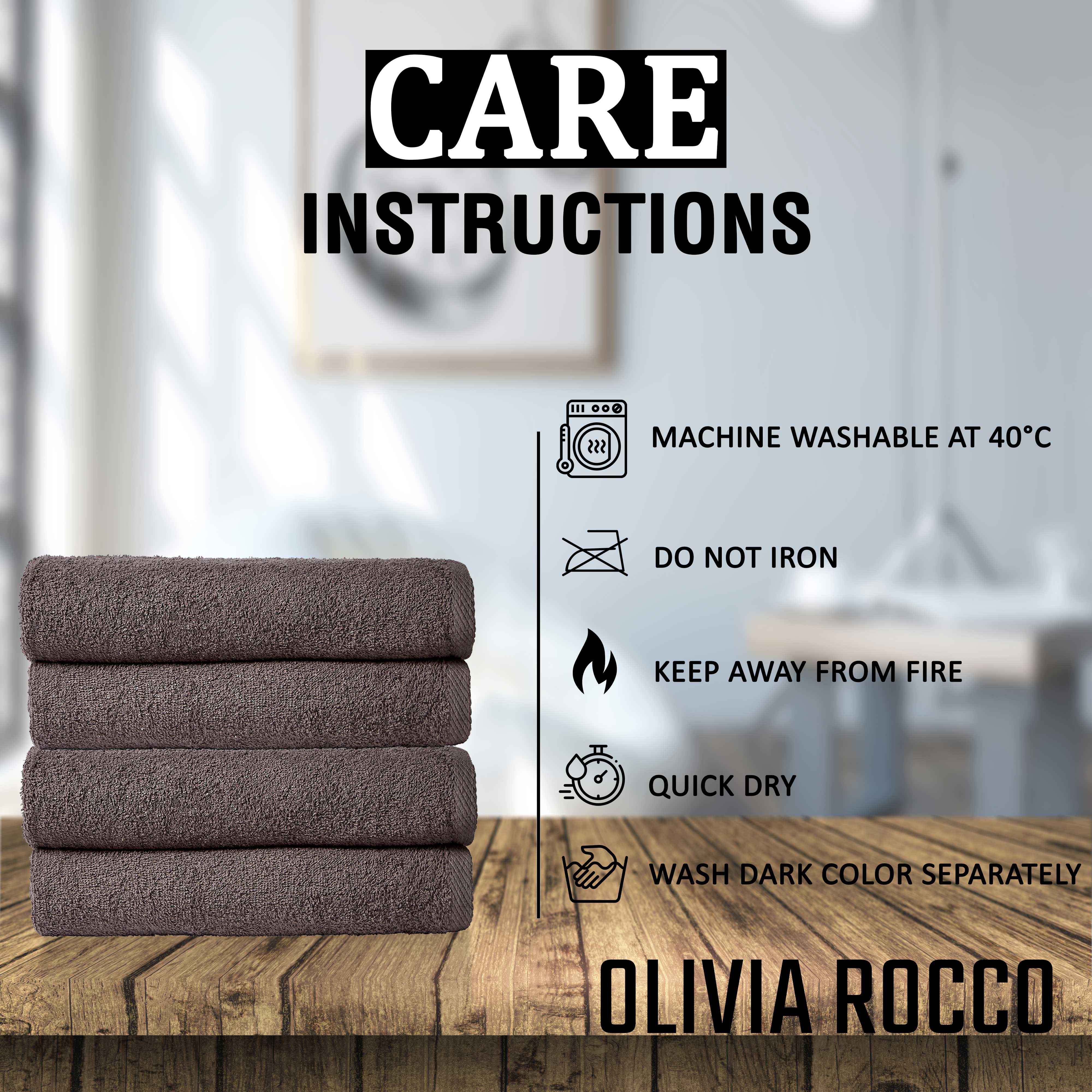 OLIVIA ROCCO Pack Of 4 Large Quick-Drying Indus Valley Cotton Bath Sheets 80x140cm Lightweight Easycare For Home Travel Gym Holidays Multiple Colours