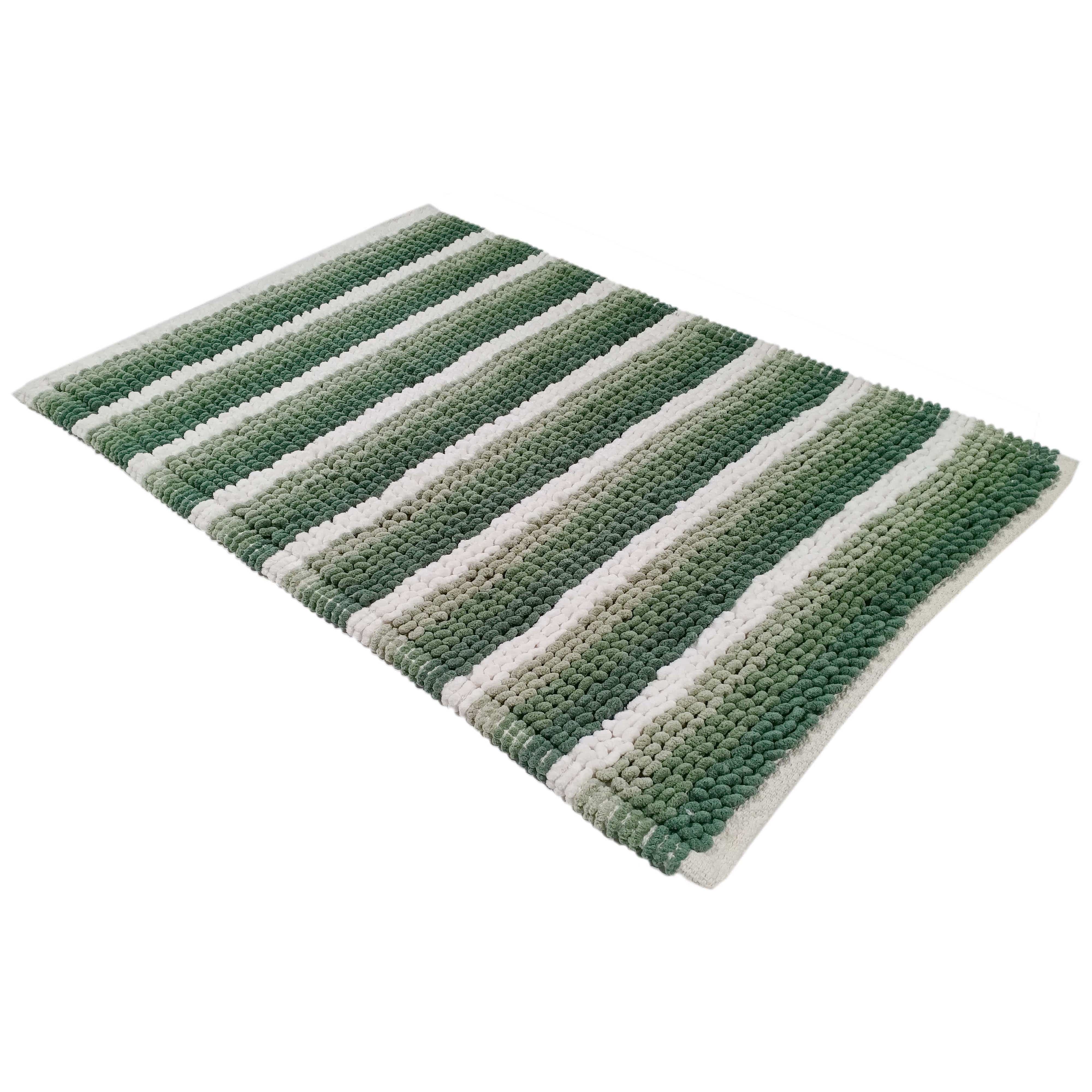 OLIVIA ROCCO Padstow Stripe Bathmat 50 x 80 cm Quick-Drying Anti-Slip Absorbent Durable Bathroom Accessory for Modern Bathrooms
