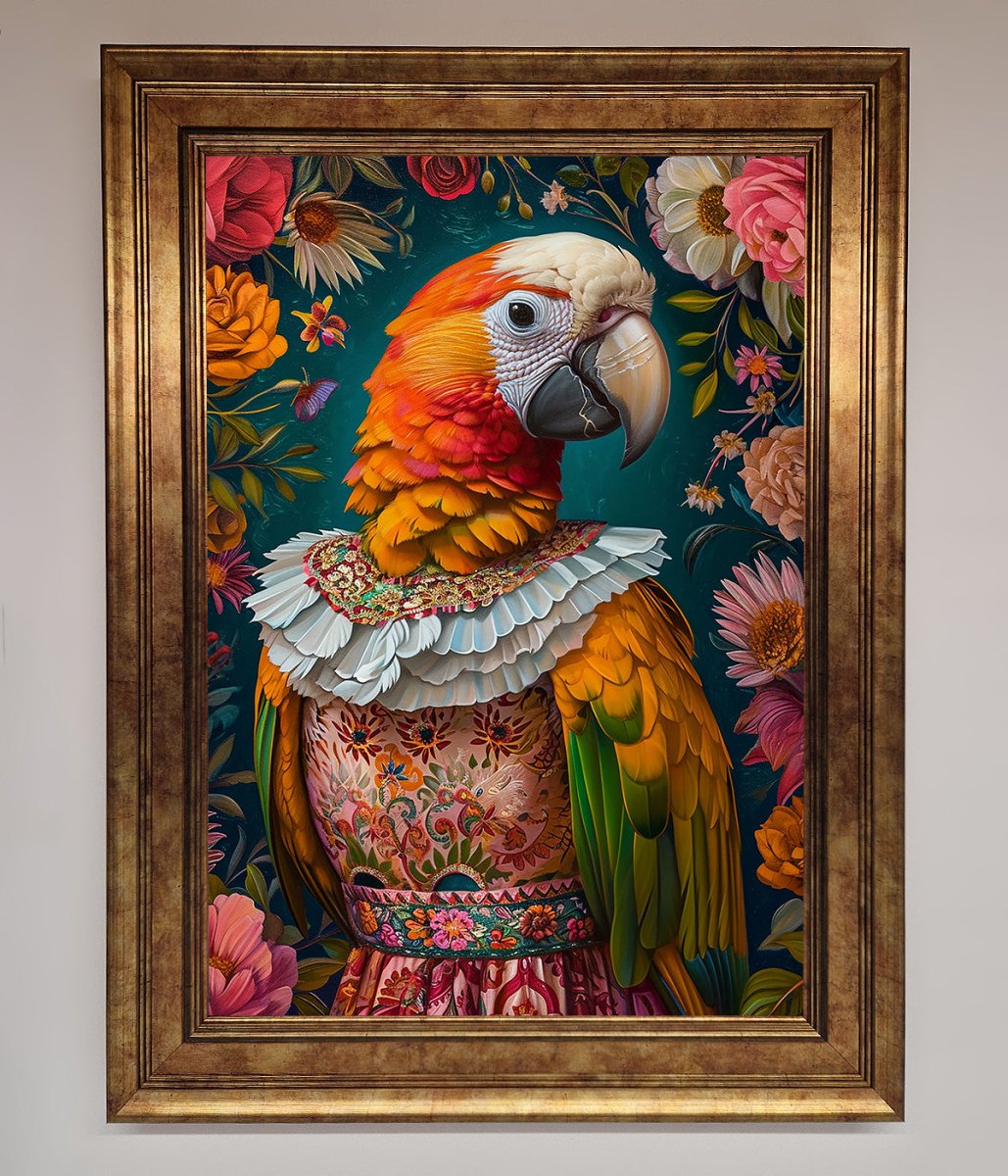 Parrot Renaissance Stare Framed Wall Art - Zestio