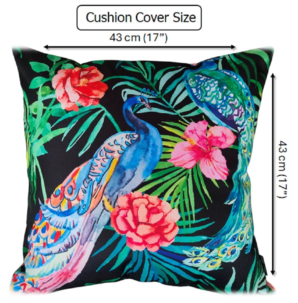 OLIVIA ROCCO Peacock Waterproof Cushion Covers 43 X 43 CM Reversible Breathable Decorative Indoor Outdoor For Patio Garden Sofa Bed Chair